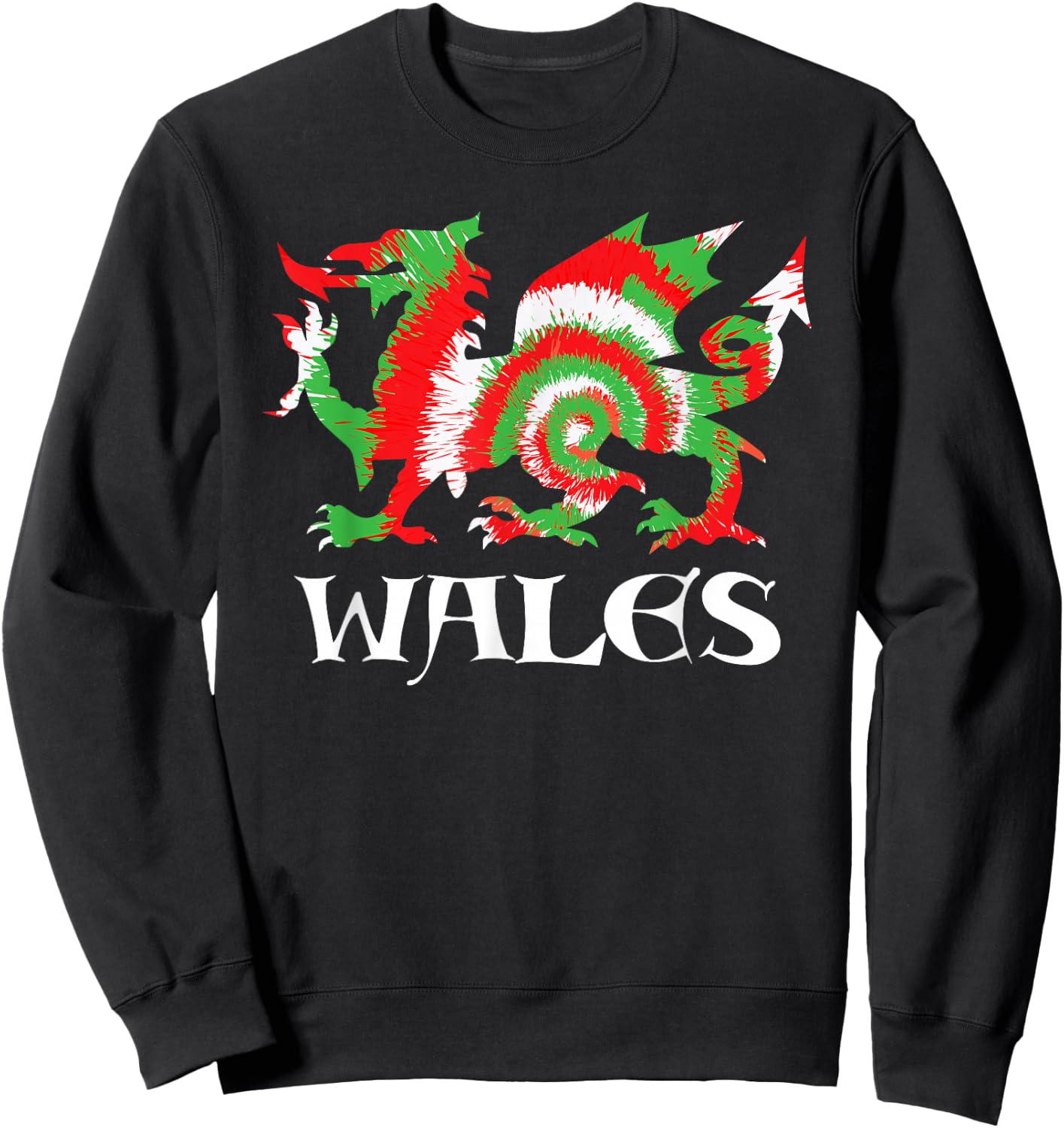Tie-Dye Flag of Wales CYMRU Welsh Dragon Sweatshirt - Sweatshirt | Black