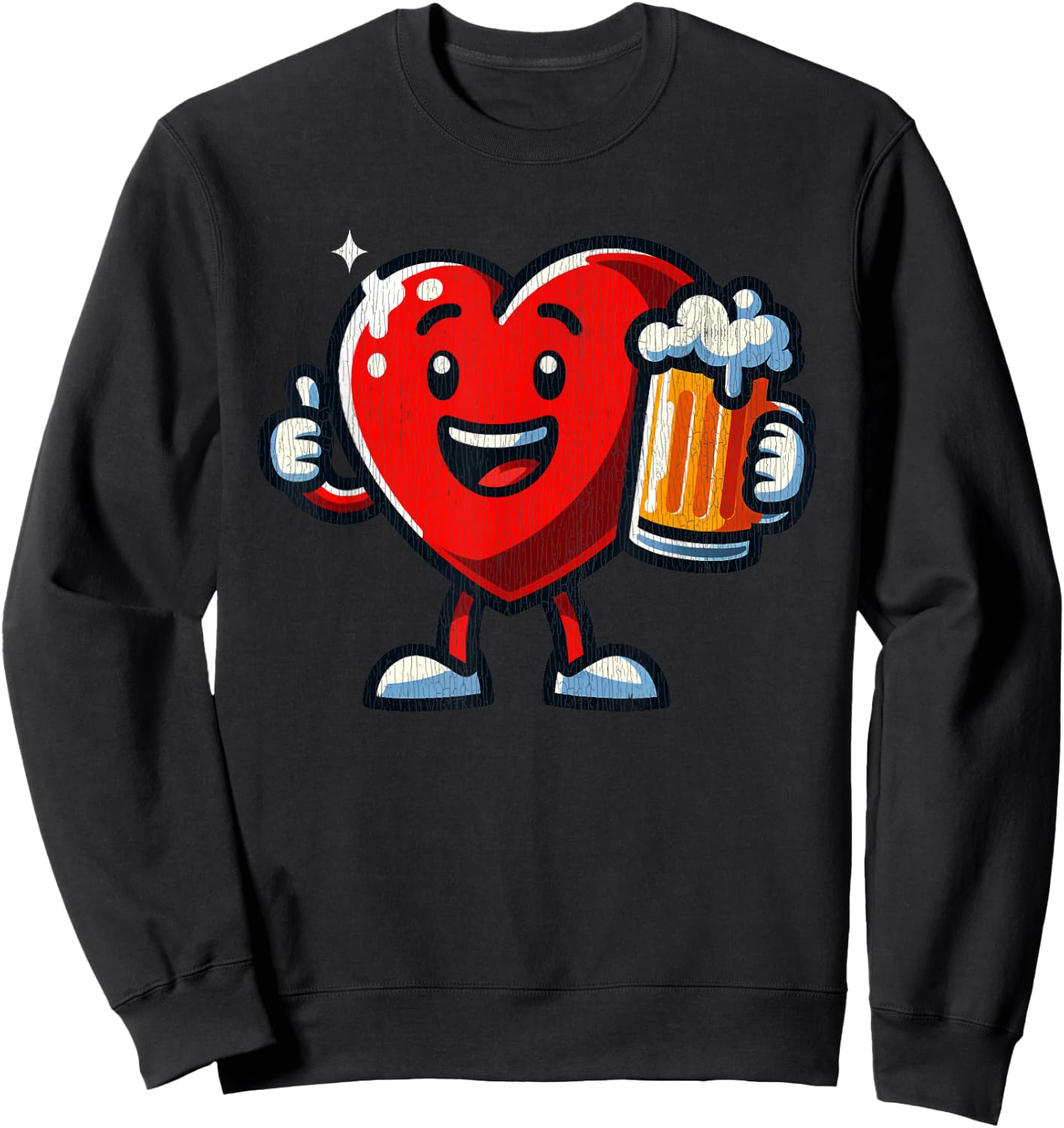 Beer Valentines Hearts Day Funny Lover Men Women Sweatshirt - Sweatshirt | Black