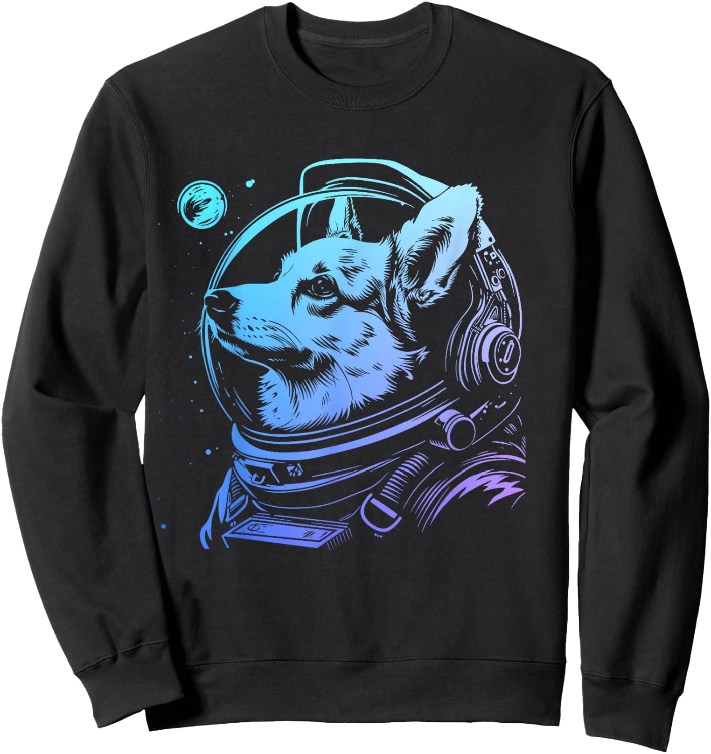 Corgi Astronaut Funny Cute Dog Space Suit Sweatshirt - Sweatshirt | Black