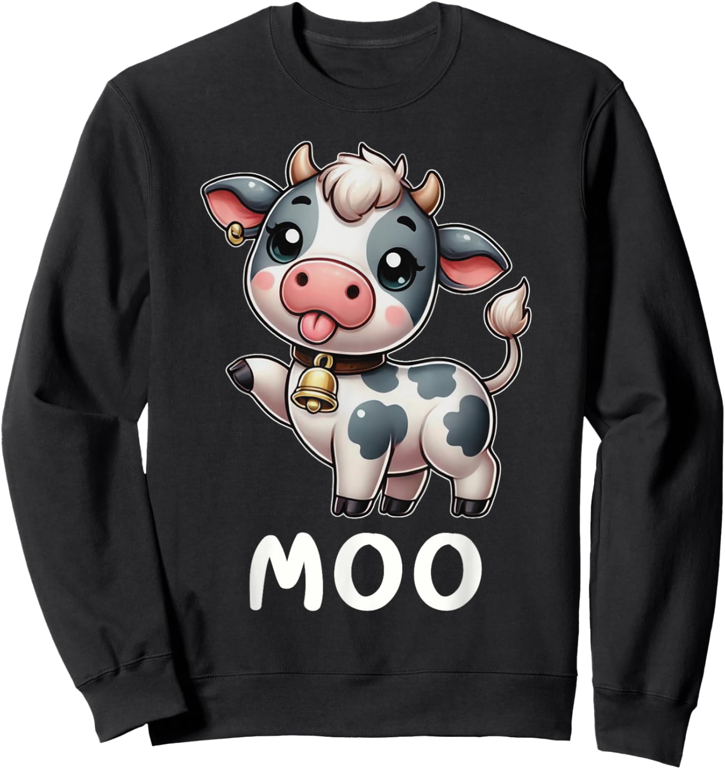 Funny Cow Moo Farm Cattle Animal Lover Farmer Ranch Sweatshirt - Sweatshirt | Black