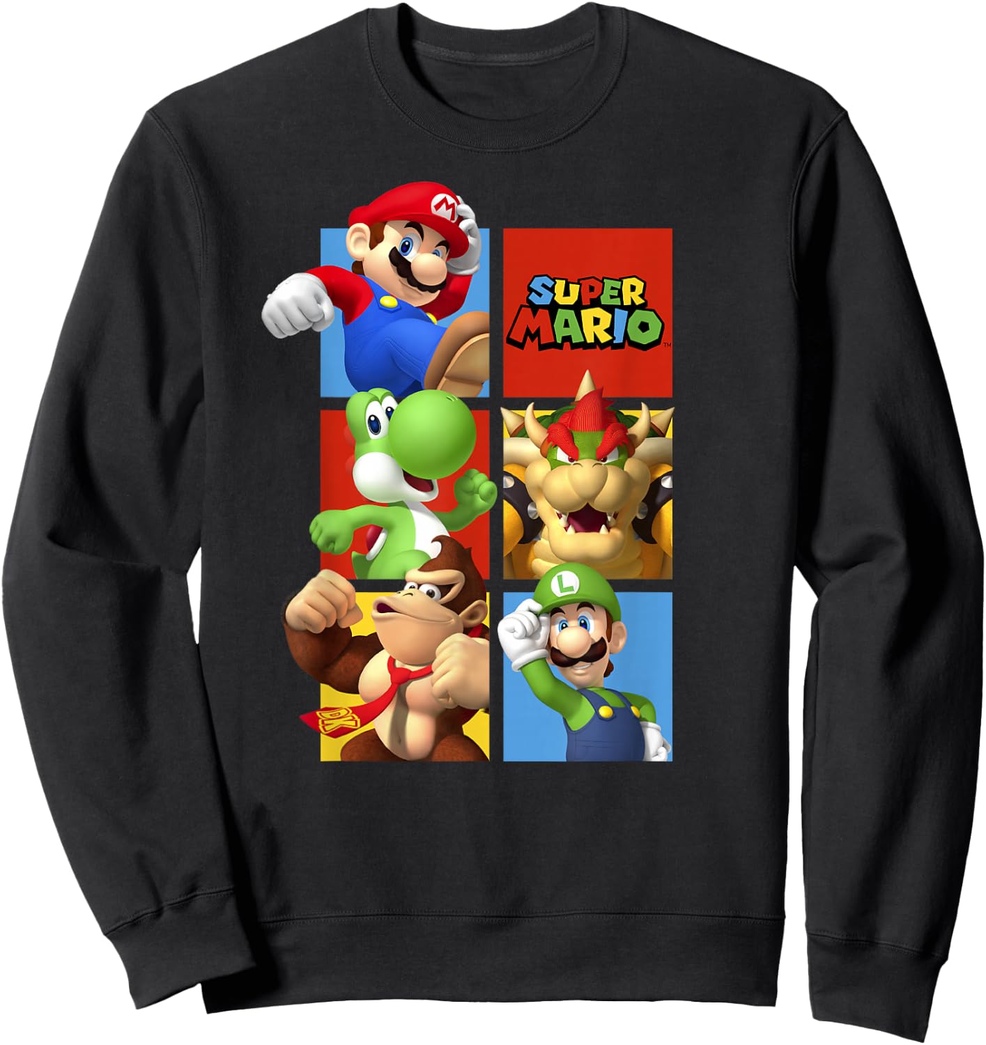 Super Mario Classic Character Box Up Sweatshirt - Sweatshirt | Black