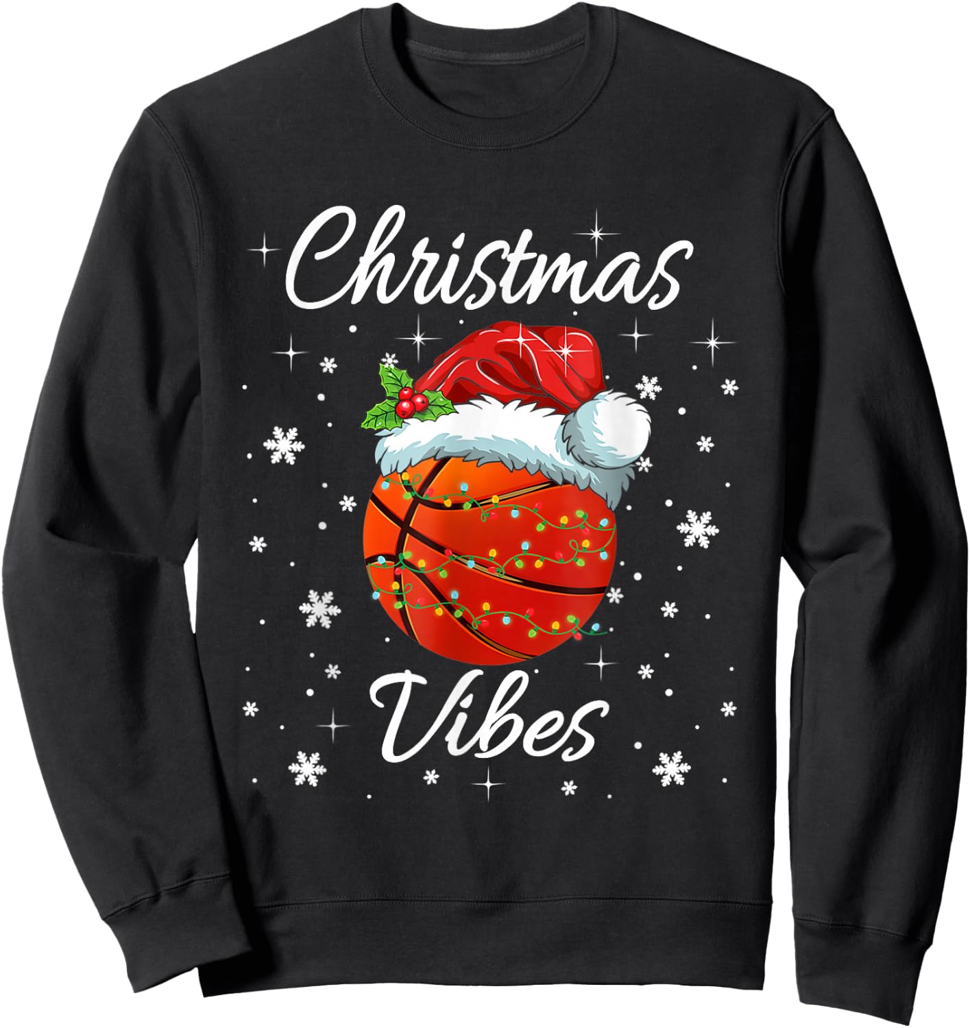 Christmas Pajama Men Women Boys Girls Santa Hat Basketball Sweatshirt - Sweatshirt | Black
