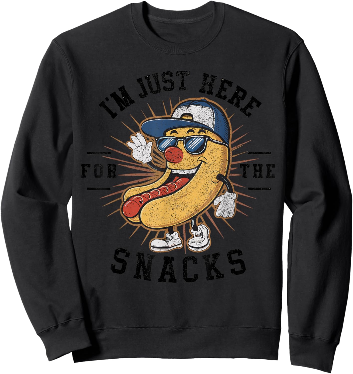 Funny I'm Just Here For The Snacks Football Sweatshirt - Sweatshirt | Black