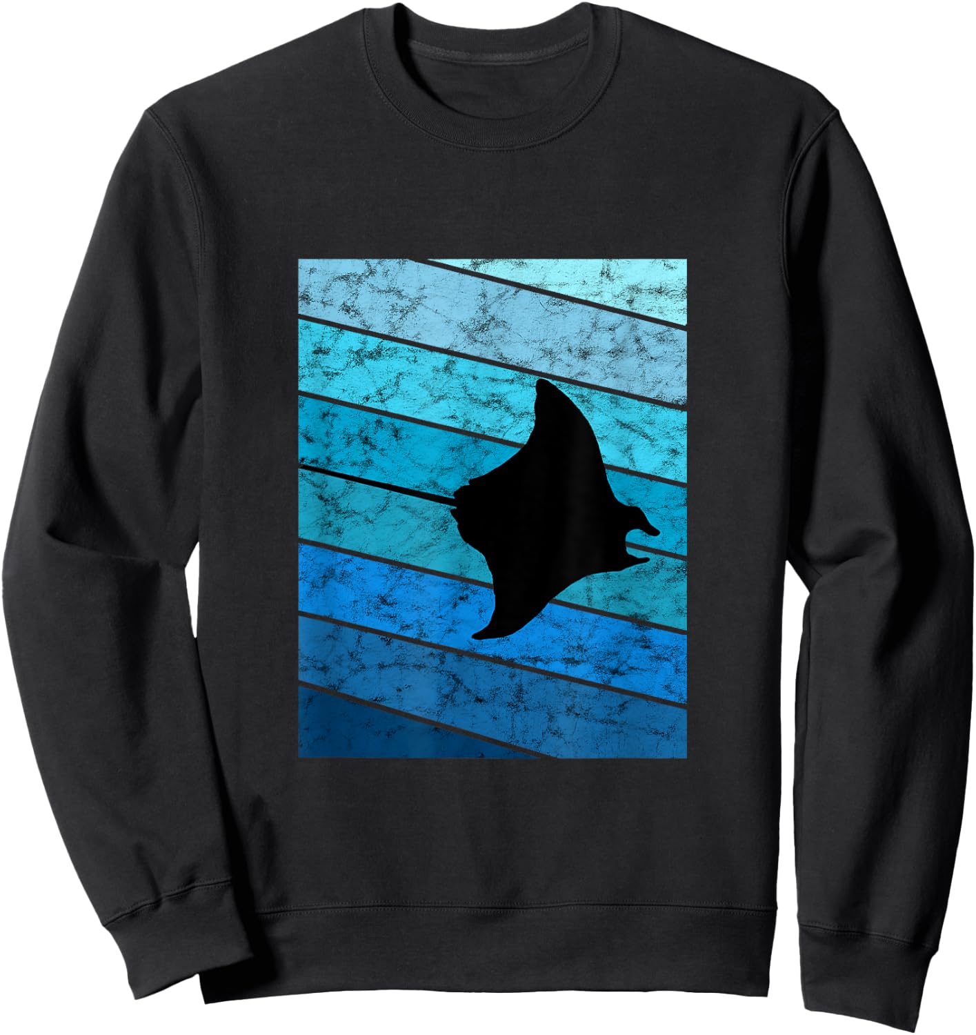 Manta Vintage Retro Ocean Stingray Manta Ray Sweatshirt - Sweatshirt | Black