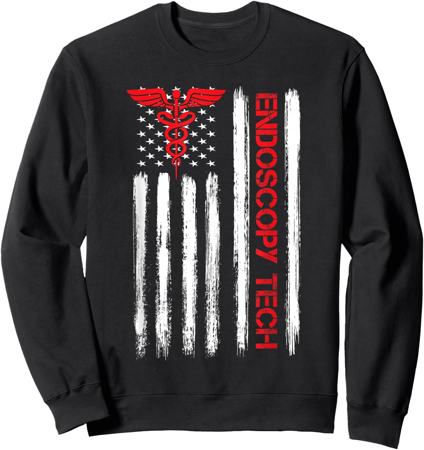 US Flag Endoscopy Tech Technologist Gastroenterologist GI Sweatshirt - Sweatshirt | Black