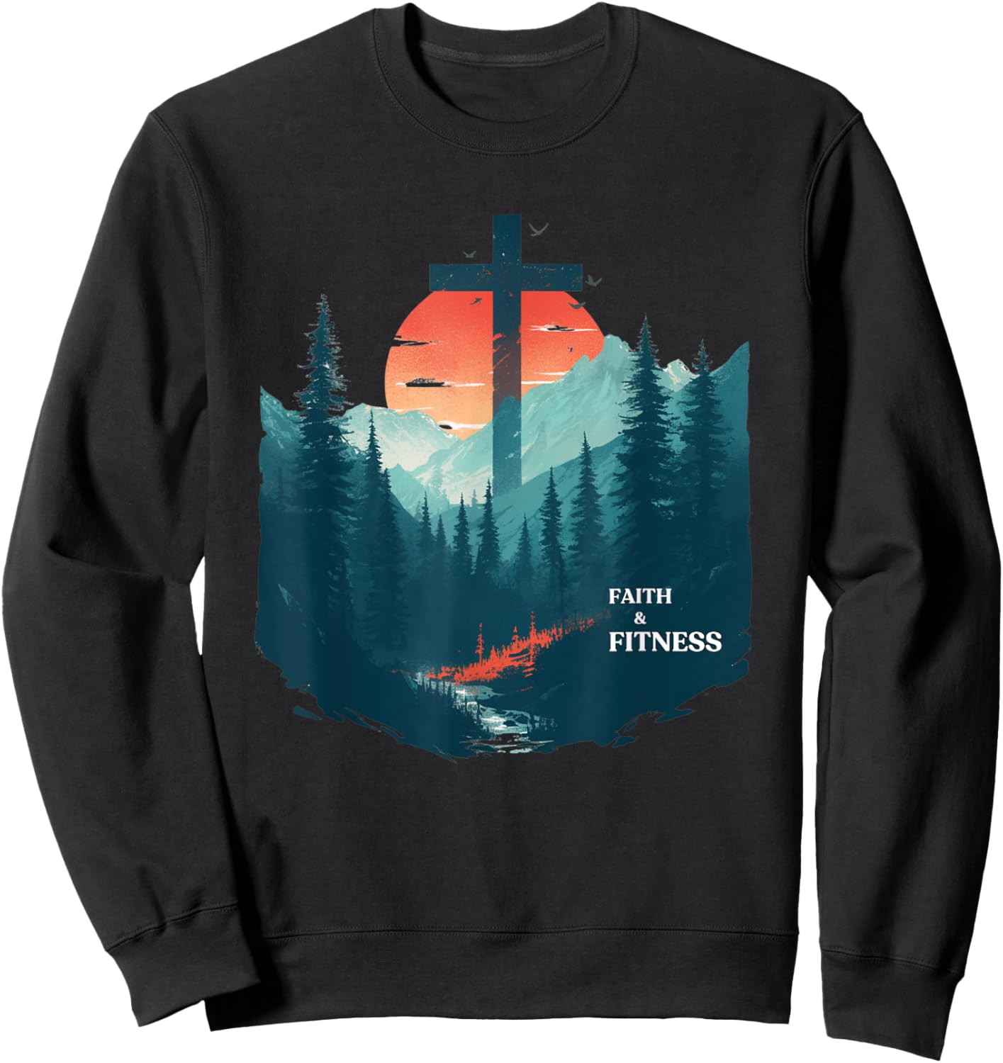 Faith & Fitness Christian - Workout Motivation Gym Apparel Sweatshirt - Sweatshirt | Black