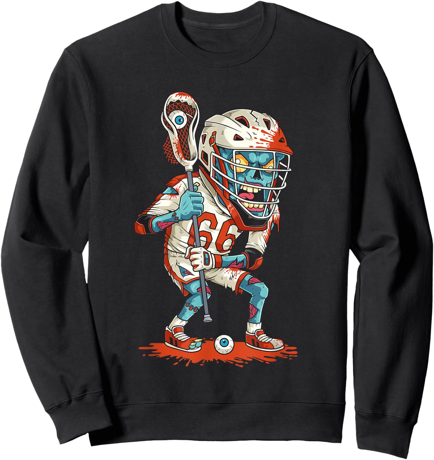Funny Lacrosse Zombie Player Lax Lazy Halloween Costume Gift Sweatshirt - Sweatshirt | Black