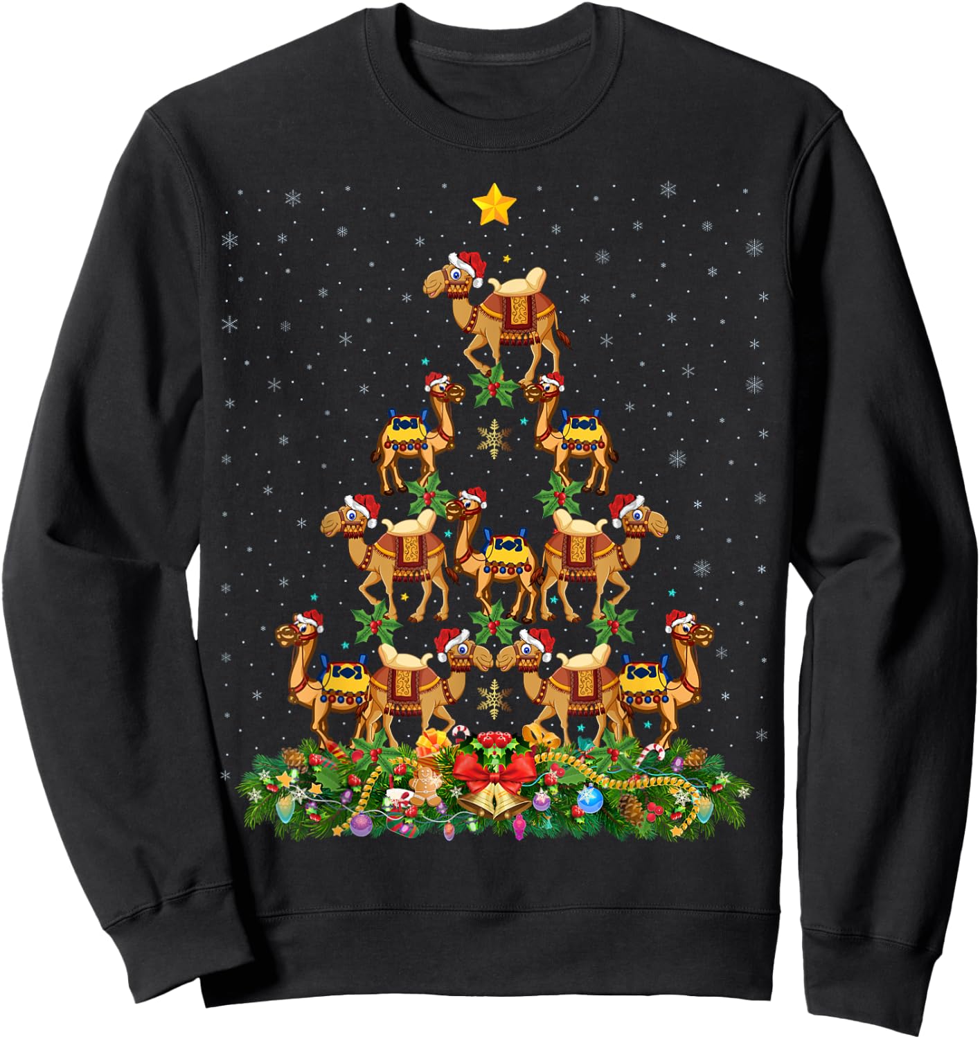 Camel Christmas Tree Gift Funny Christmas Camel Sweatshirt - Sweatshirt | Black
