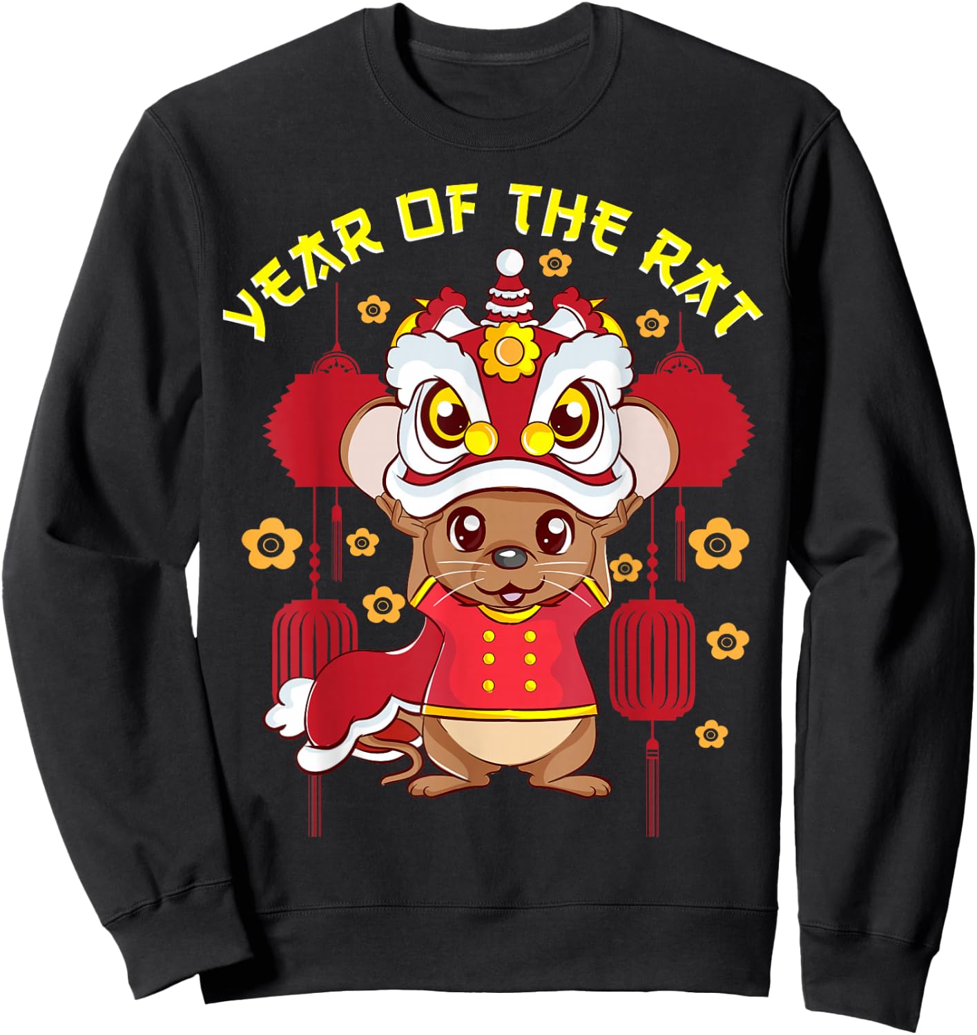 Year Of The Rat Shirt Chinese New Year 2020 Lion Dance Sweatshirt - Sweatshirt | Black