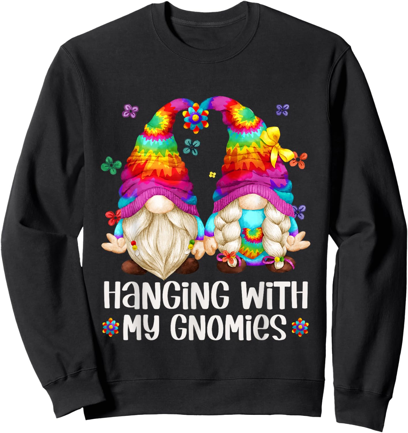 Hippie Gnome For Summer Vacation For Hanging With My Gnomies Sweatshirt - Sweatshirt | Black