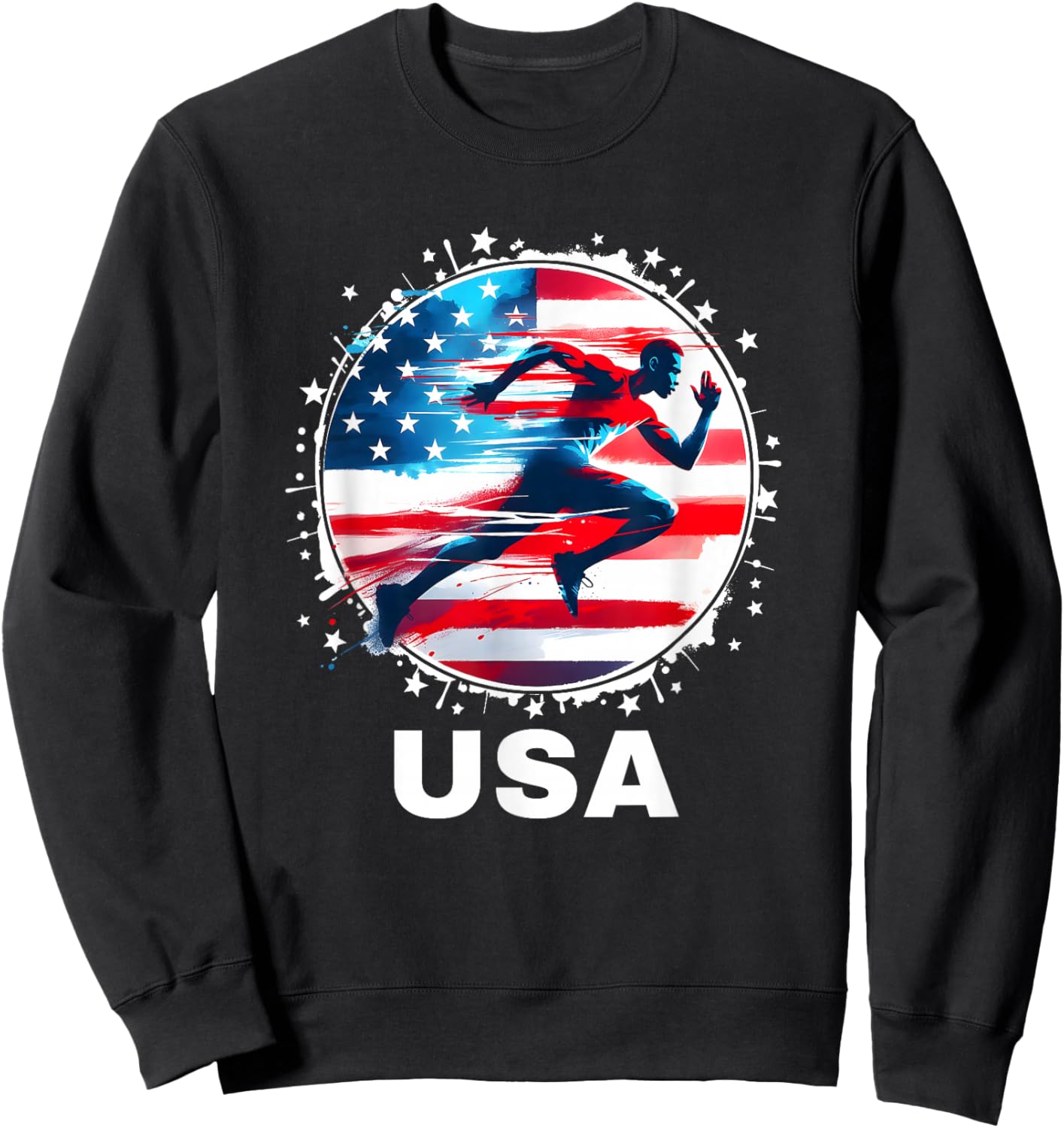 USA Run Track and Field Shirt Track and Field Apparel Track Sweatshirt - Sweatshirt | Black