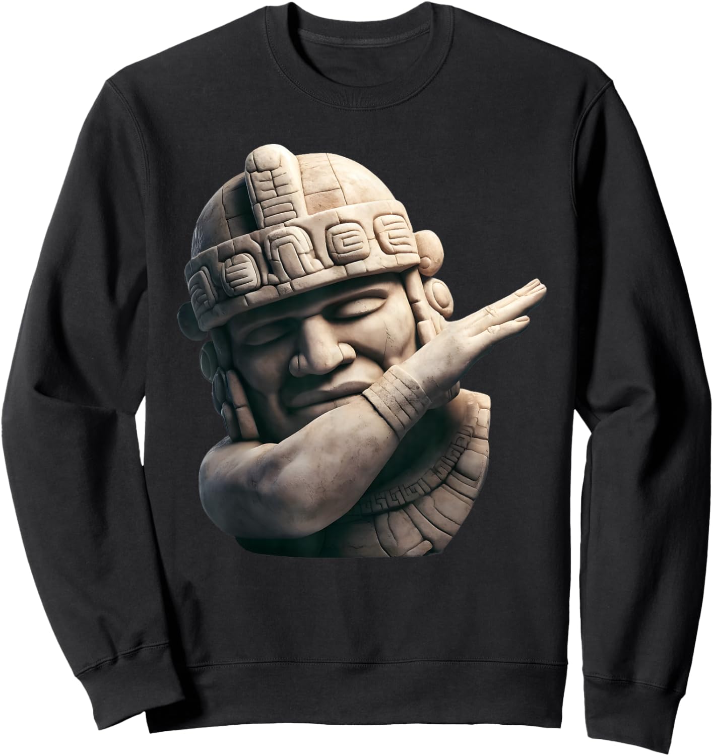 Olmec Colossal Head Dabbing Giant Statues Mexico Funny Sweatshirt - Sweatshirt | Black
