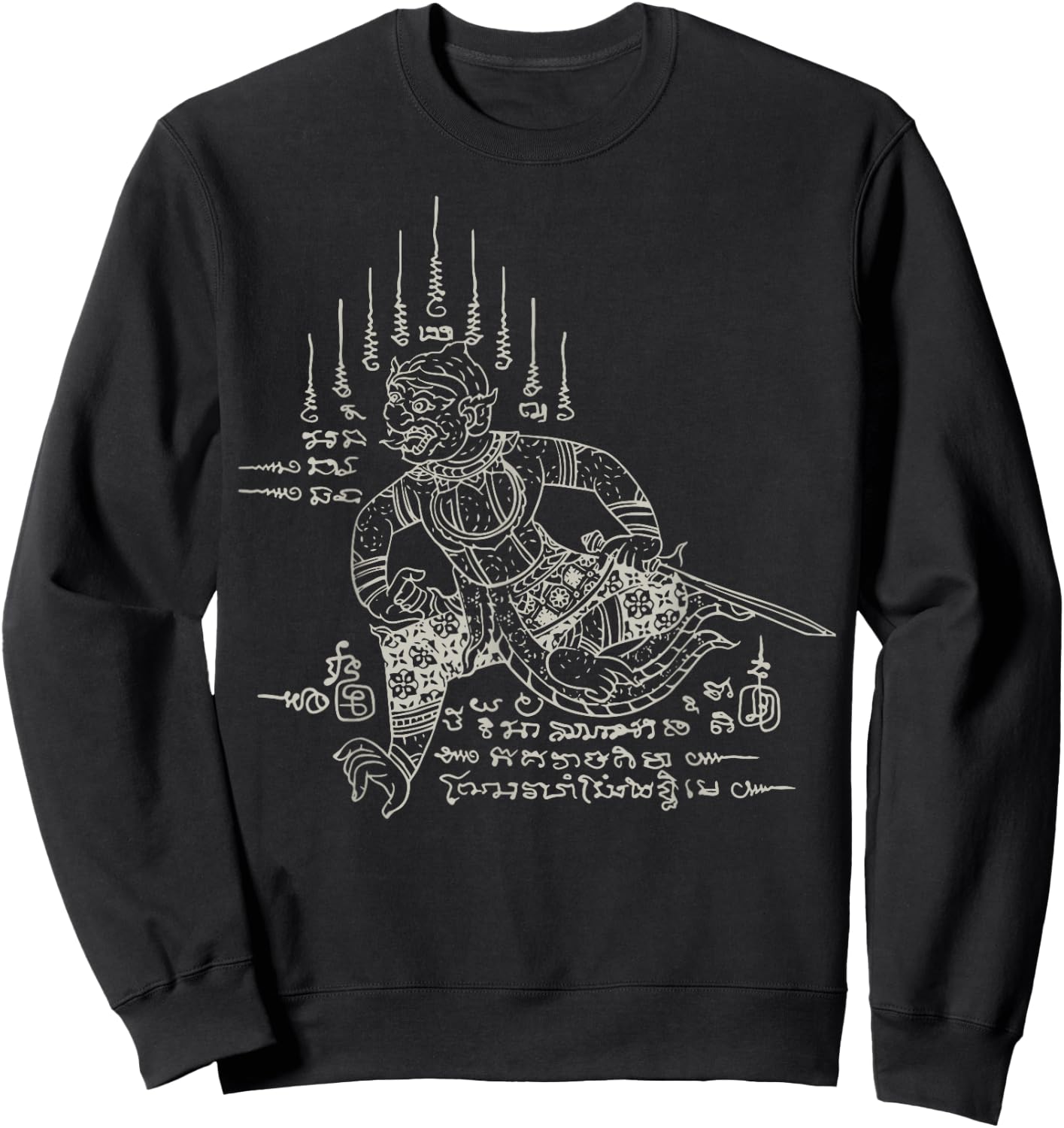 Sak Yant Thai Tattoo Hanuman Mythical Yantra Thailand Gift Sweatshirt - Sweatshirt | Black