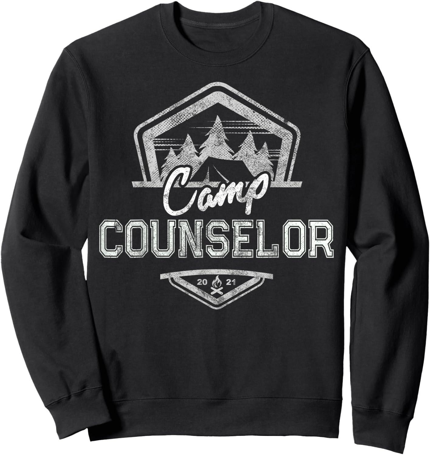 Vintage CAMP COUNSELOR 2021 Campground Crew Teacher Team Sweatshirt - Sweatshirt | Black