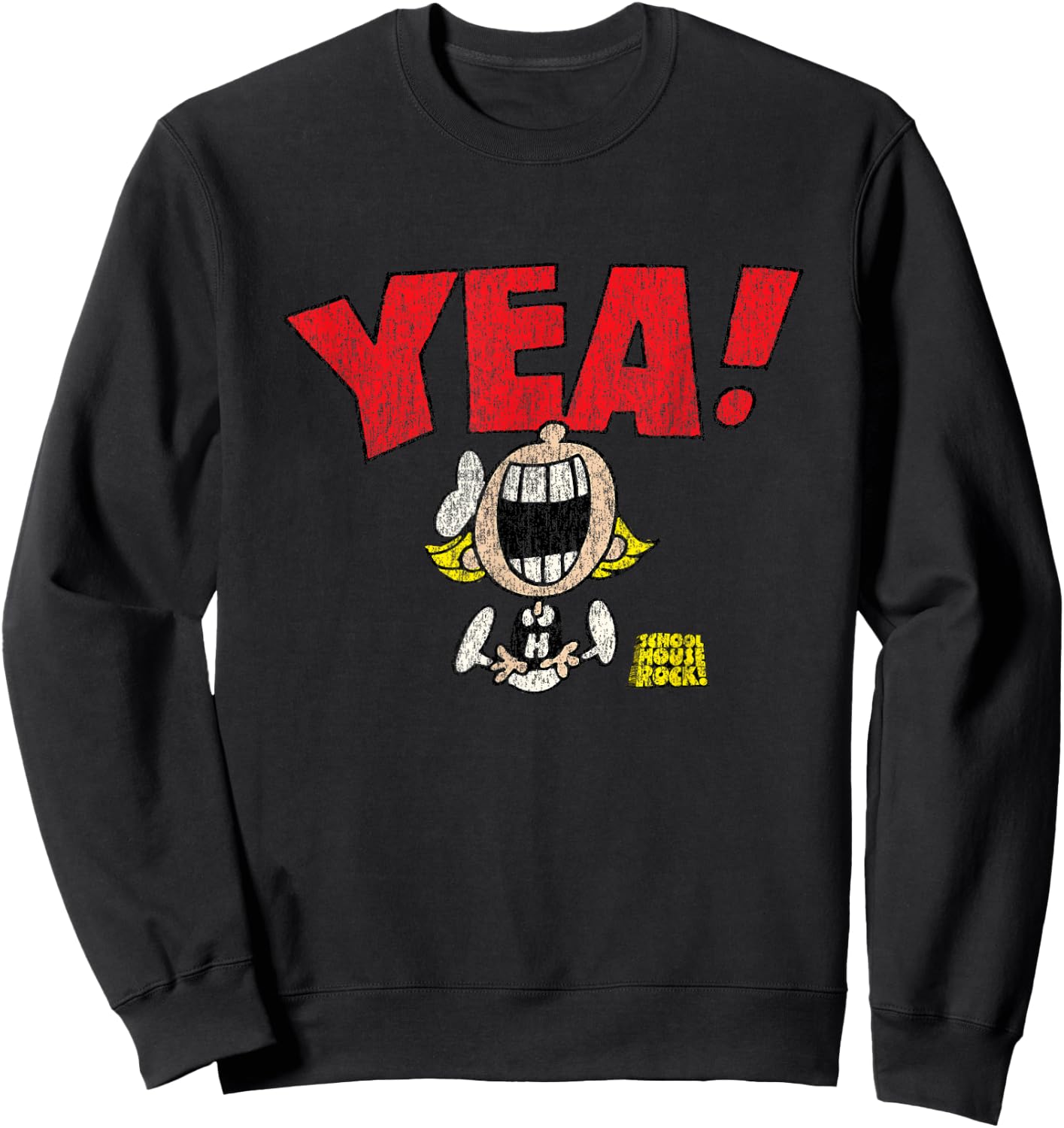 Schoolhouse Rock Yea! Cheerleader Vintage Distressed TV Show Sweatshirt - Sweatshirt | Black
