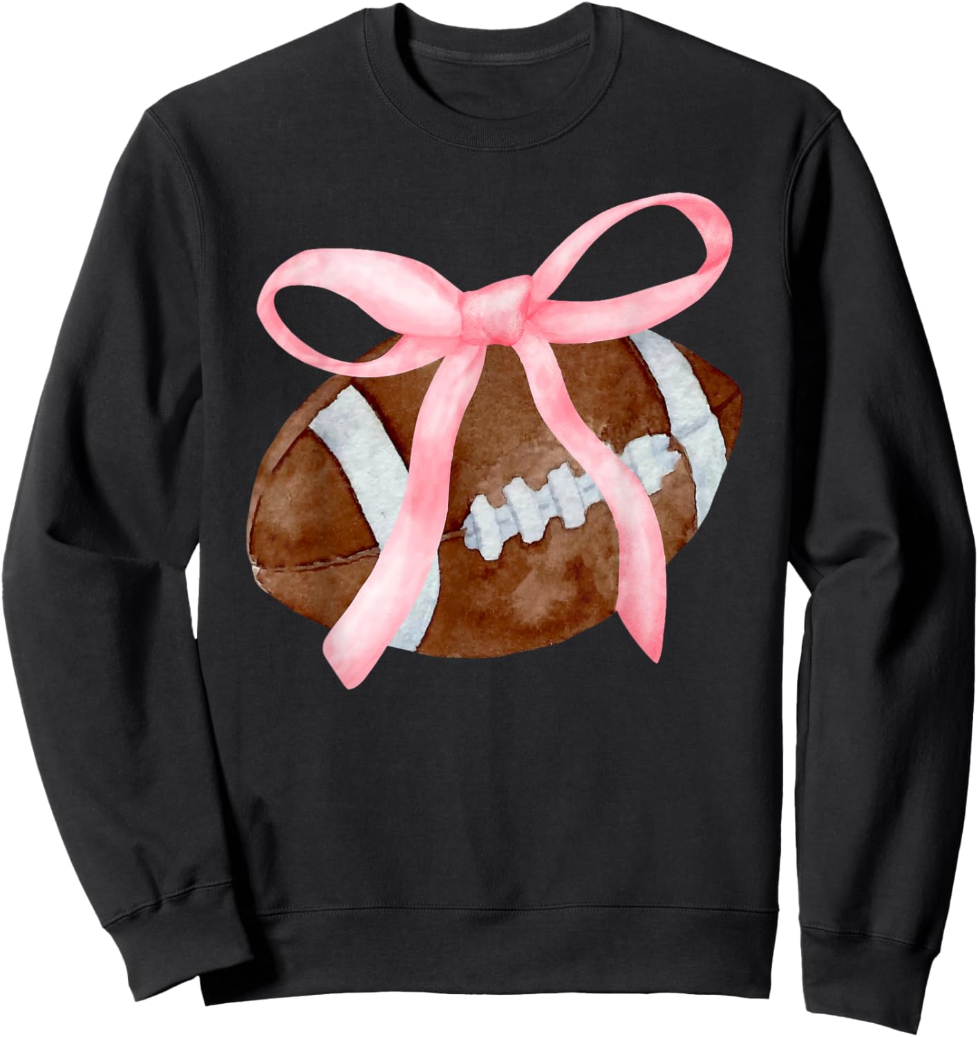 Coquette Bow American Football Game Day Thanksgiving Autumn Sweatshirt - Sweatshirt | Black