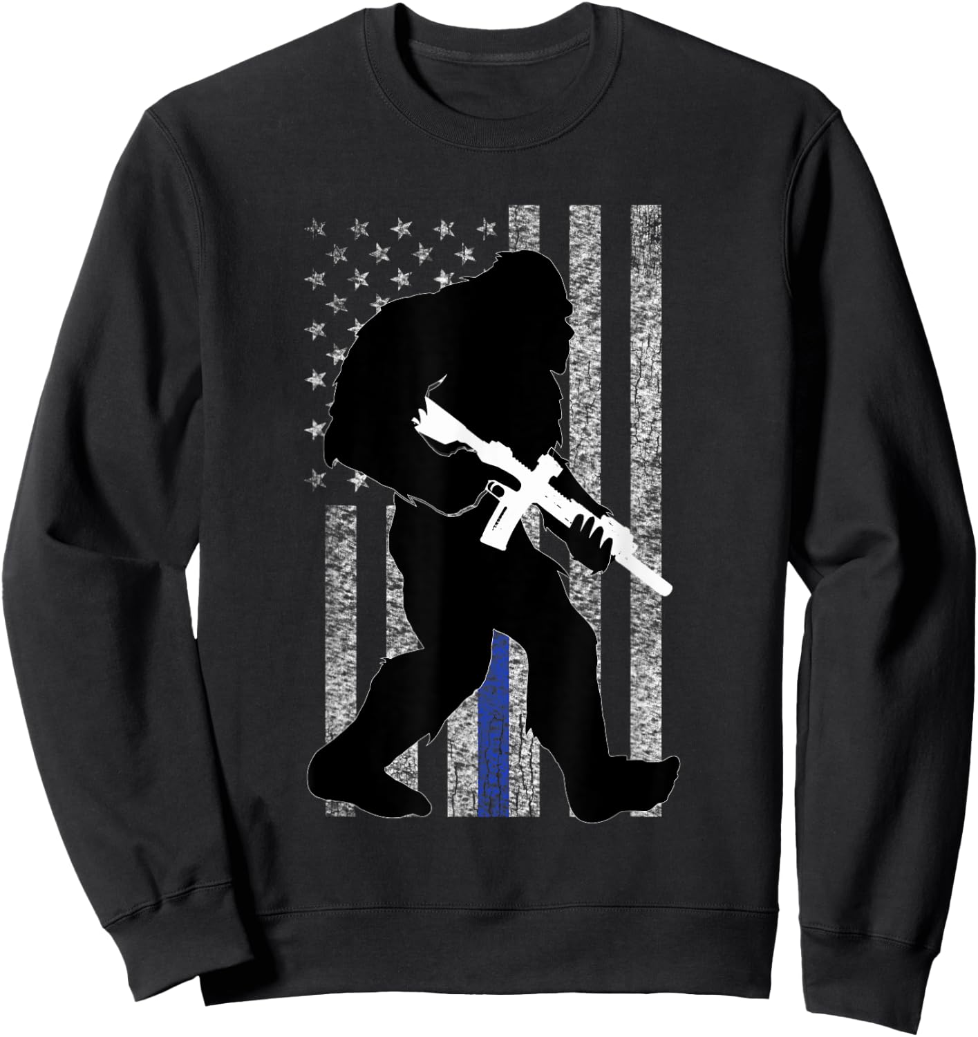 Bigfoot 2nd Amendment Right to Bear Arms Thin Blue Line Sweatshirt - Sweatshirt | Black