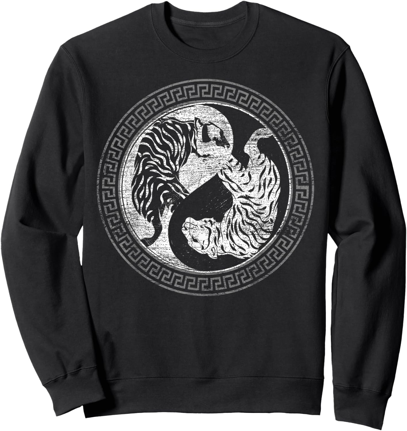 Yin Yang Asian Predator Wildlife Animal Wild Cat Tiger Women Kids Sweatshirt - Sweatshirt | Black