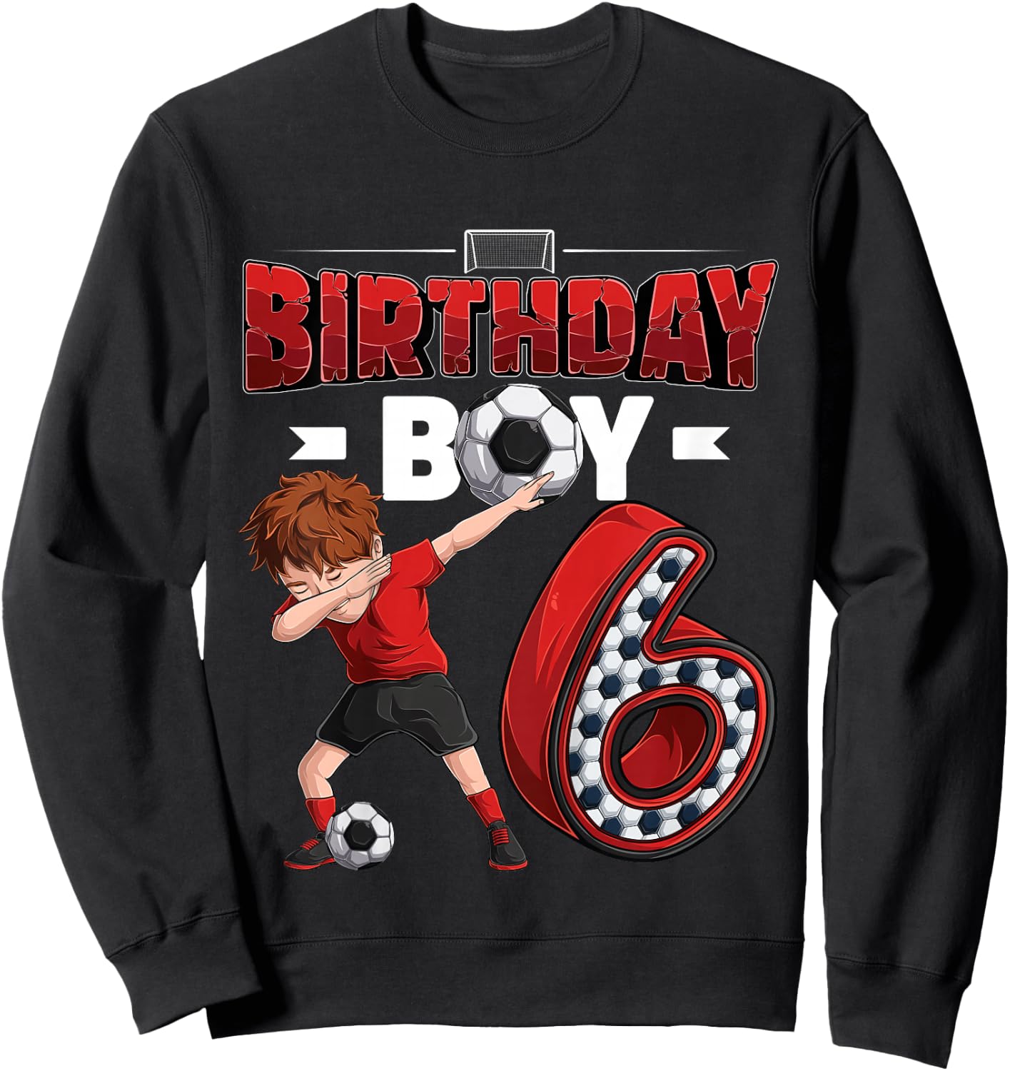 Kids dabbing boy 6 year old Soccer Player 6th birthday party Sweatshirt - Sweatshirt | Black