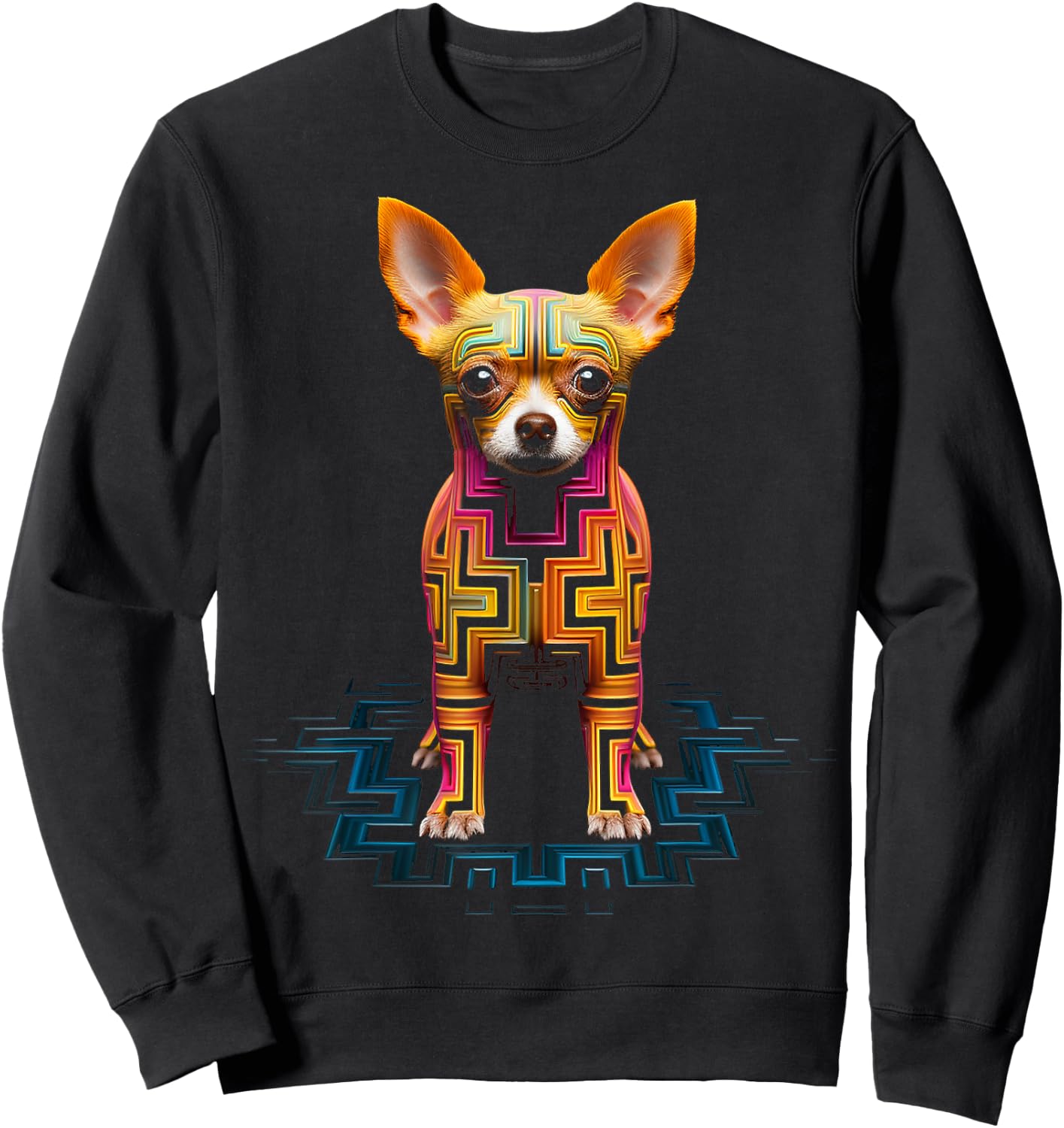 Chihuahua Lover Cute Mandala Animal Art Dog Chihuahua Sweatshirt - Sweatshirt | Black