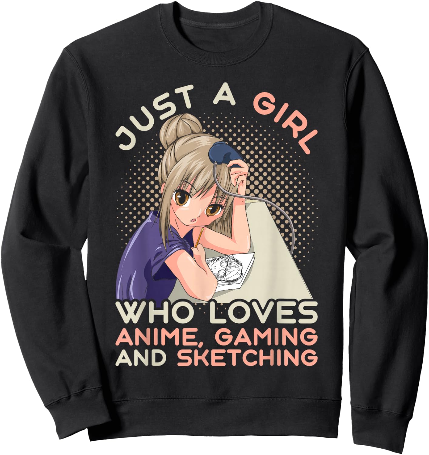 Video game Gaming Manga Drawing Anime Gamer Girls Sweatshirt - Sweatshirt | Black