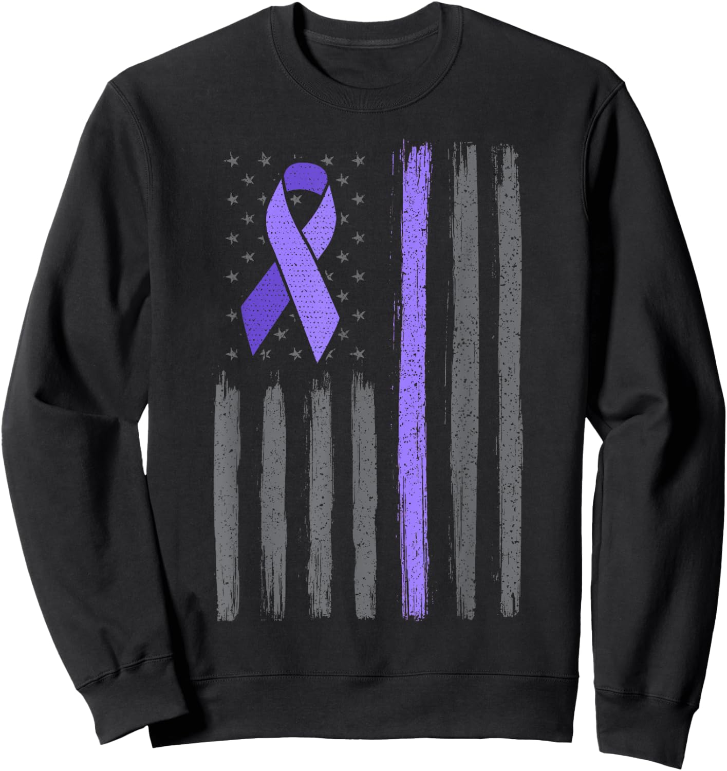 American flag ribbon stomach cancer awareness Sweatshirt - Sweatshirt | Black