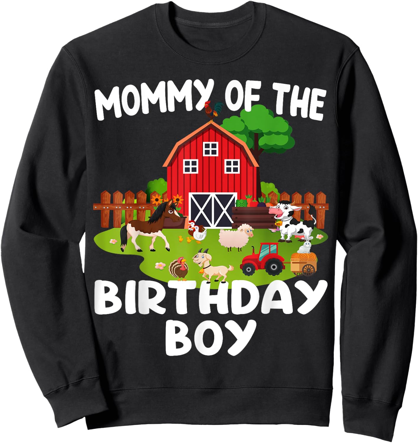 Barnyard Birthday Farm Animals Mommy Birthday Boy Sweatshirt - Sweatshirt | Black