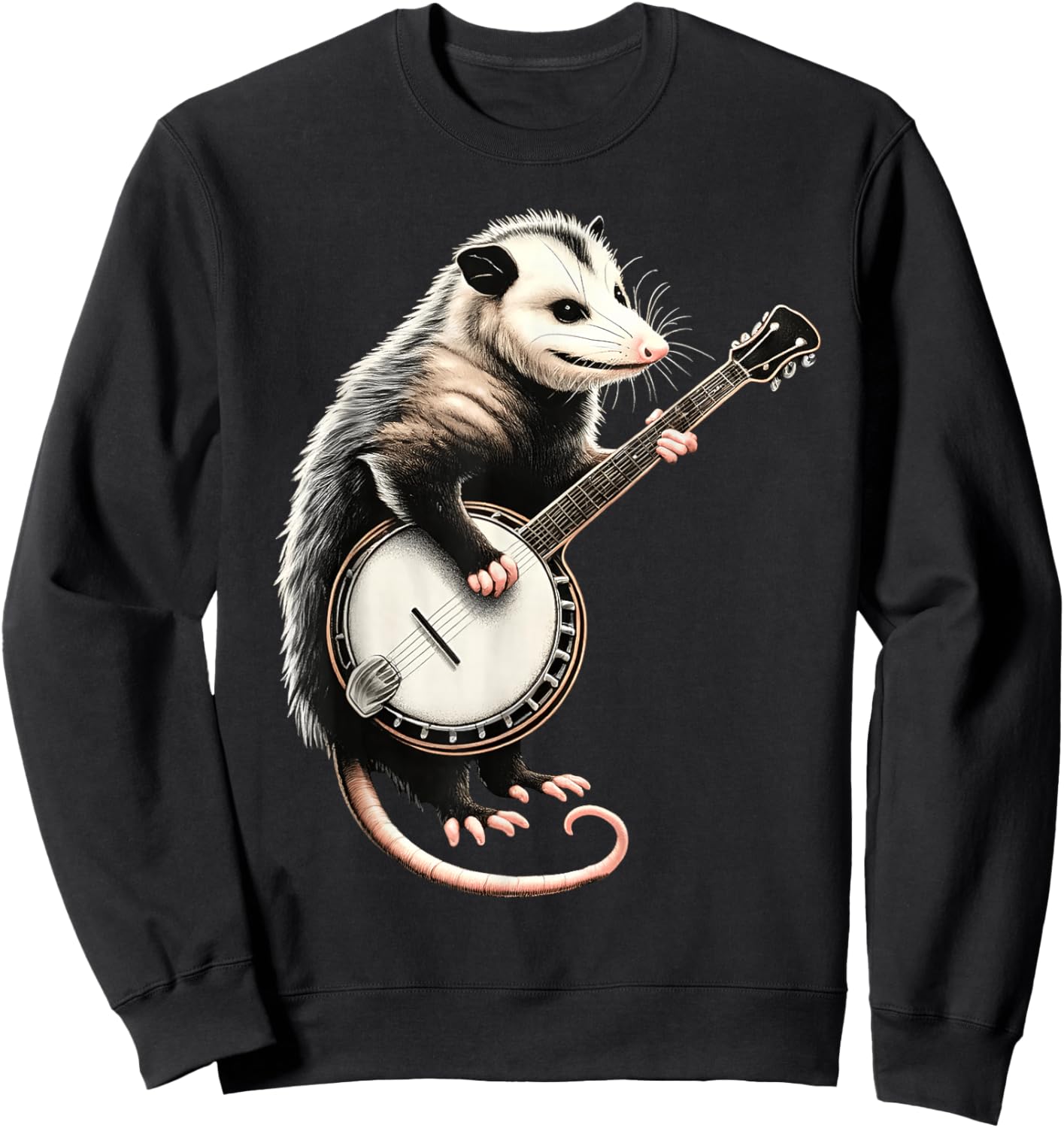Opossum Playing Banjo Guitar Funny Possums Sweatshirt - Sweatshirt | Black