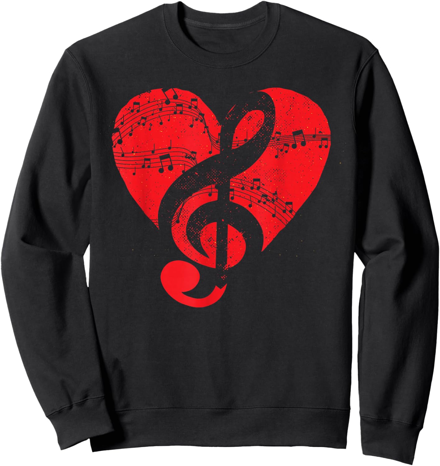 Musician Music Lover Treble Clef Heart Music Notes Music Sweatshirt - Sweatshirt | Black