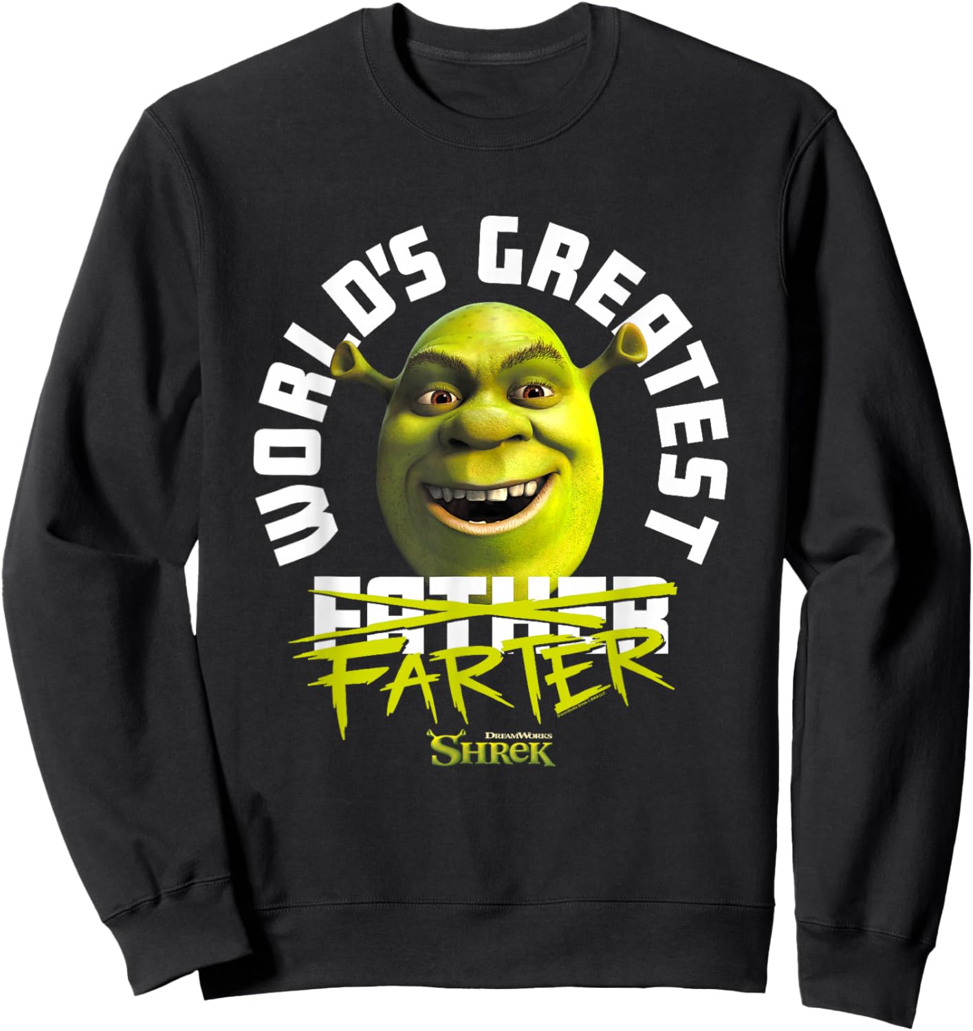 Shrek Father's Day World's Greatest Farter Chest Text Logo Sweatshirt - Sweatshirt | Black