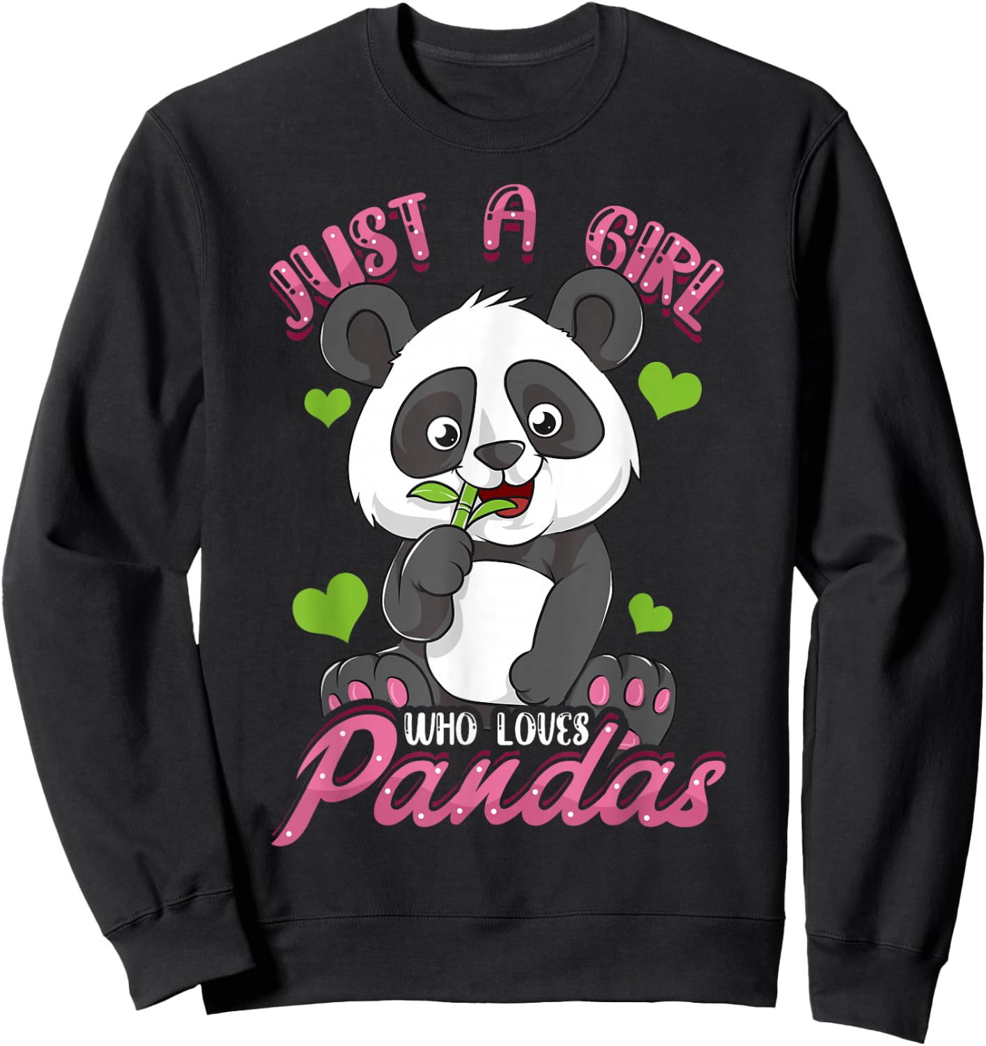 Just A Girl Who Loves Pandas Shirt Panda Shirt For Girls Sweatshirt - Sweatshirt | Black