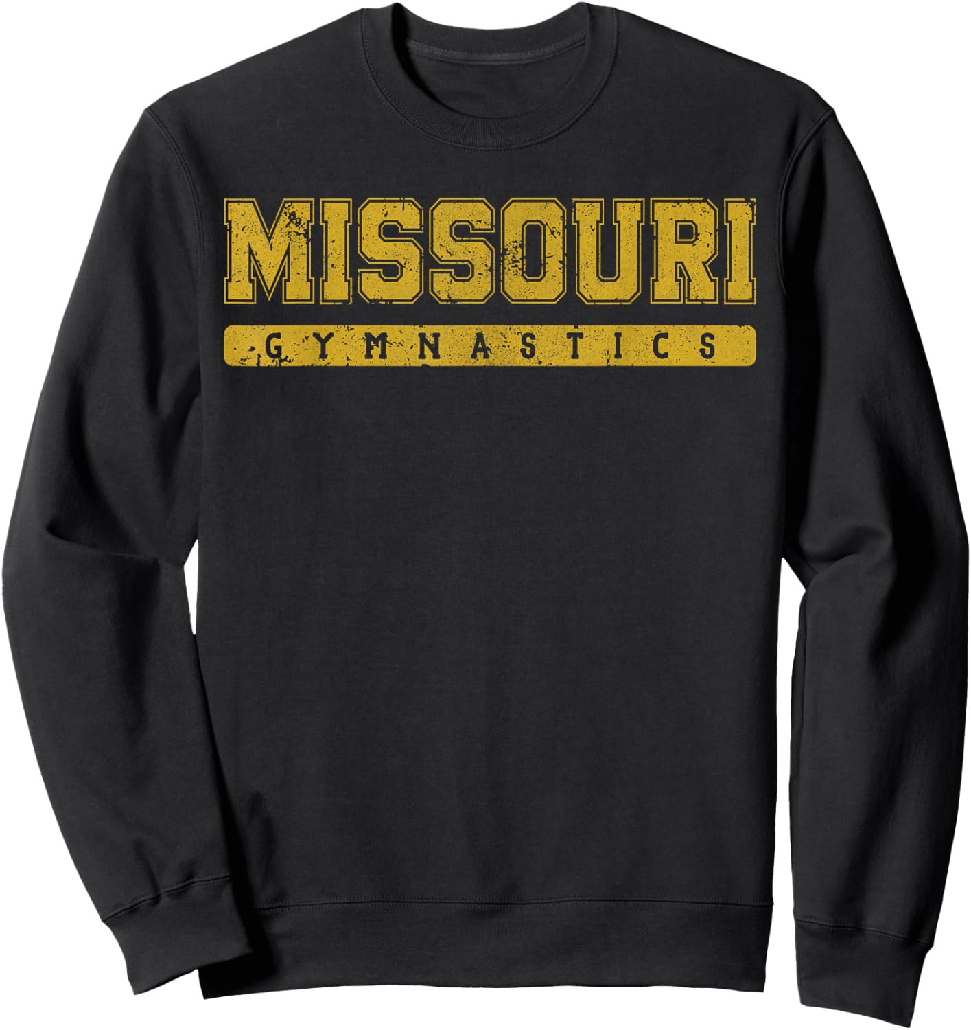 Missouri Gymnastics Yellow Vintage Text Sweatshirt - Sweatshirt | Black