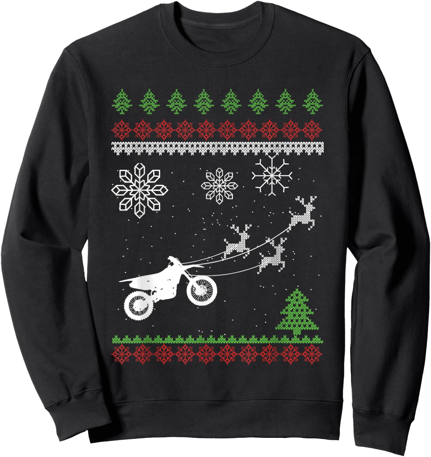 Reindeer Motocross Dirt Bike Motocross Ugly Christmas Gift Sweatshirt - Sweatshirt | Black