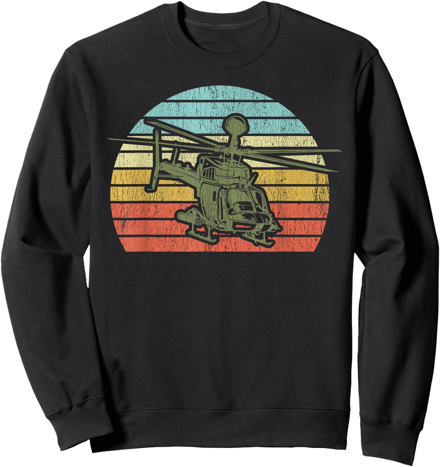 OH-58D Kiowa Warrior Helicopter Pilot Vintage Military Vet Sweatshirt - Sweatshirt | Black