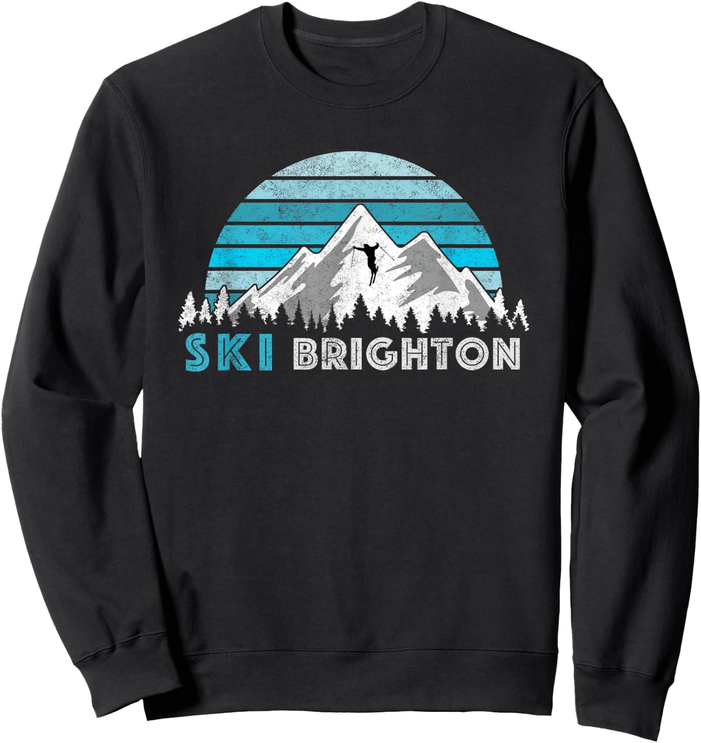 Retro Ski Brighton Illustration - Vintage Snow Mountain Sweatshirt - Sweatshirt | Black