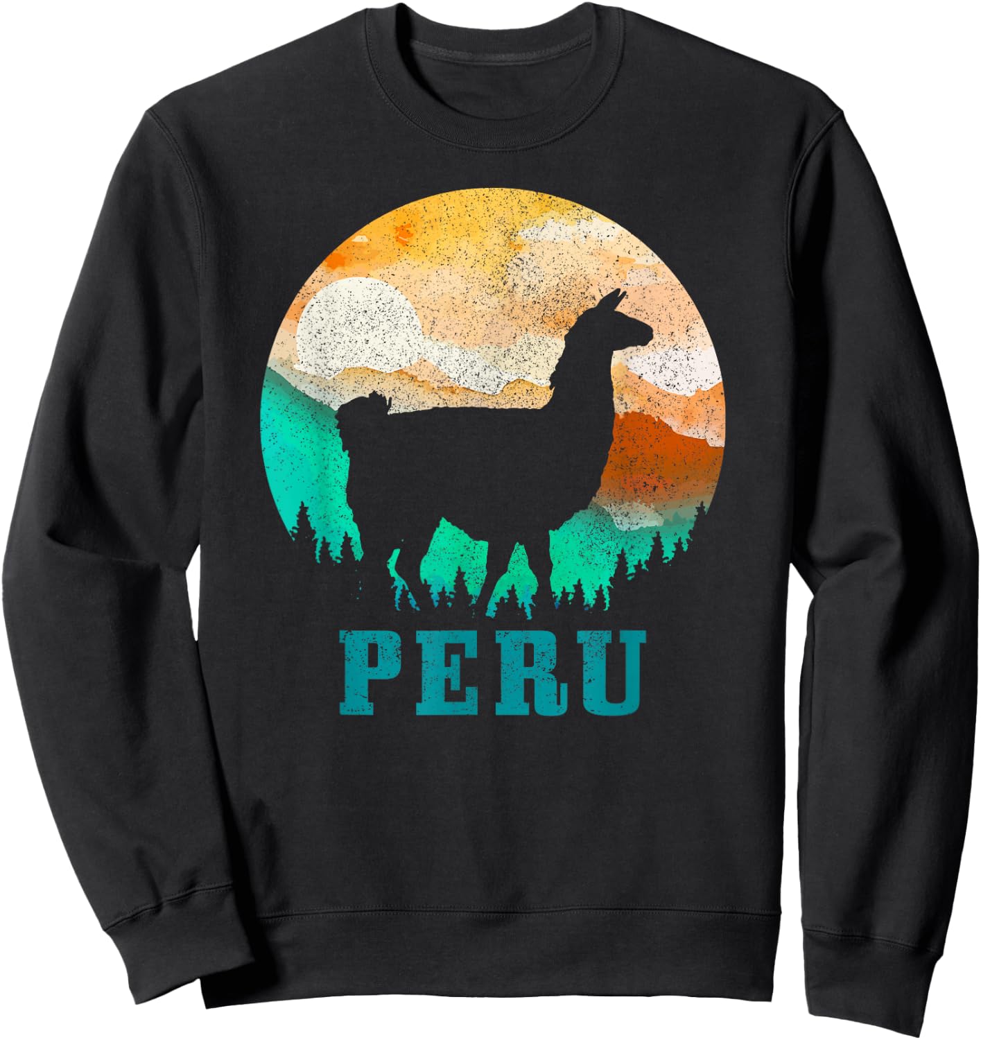 Peru Llama Alpaca Peruvian Roots Pride Vintage Peru Sweatshirt - Sweatshirt | Black