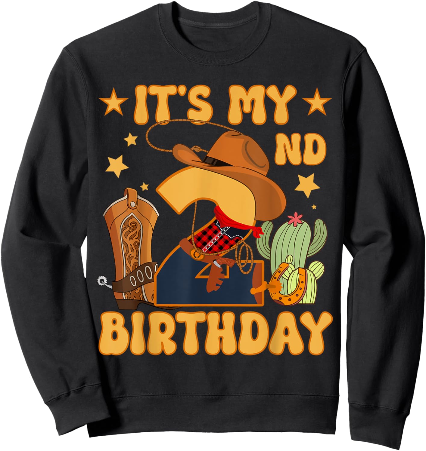 It's My 2nd Birthday Cowboy Rodeo Horse 2 Year Old Bday Boy Sweatshirt - Sweatshirt | Black