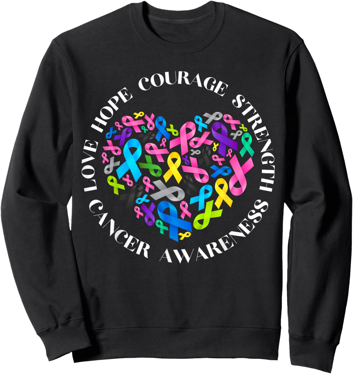 All Cancer Matters Awareness Fight All Cancer Ribbon Support Sweatshirt - Sweatshirt | Black