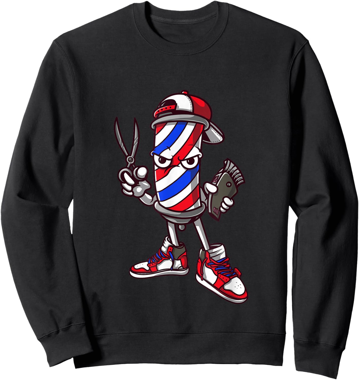 Barber Vintage Cool Outfit Hairdresser Gift Barbershop Sweatshirt - Sweatshirt | Black