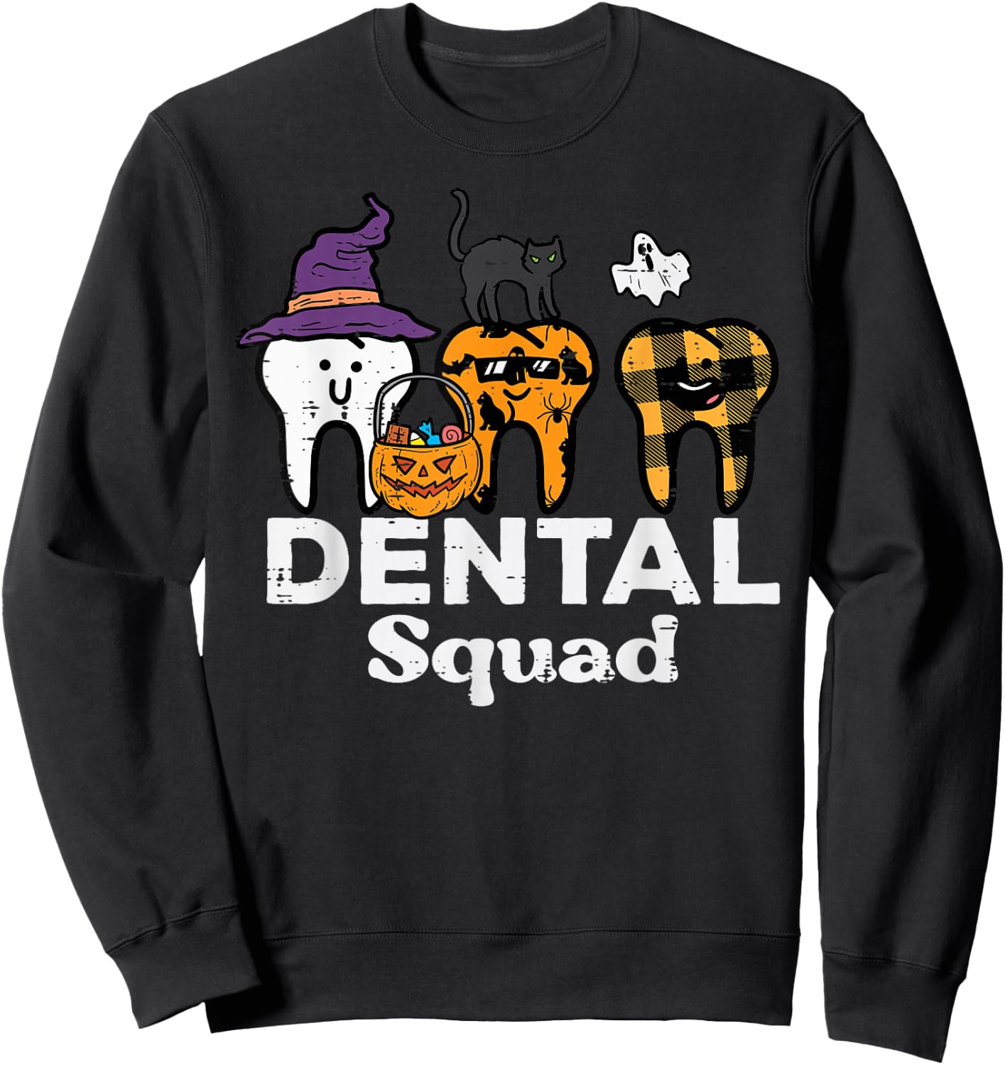 Halloween Dental Squad Teeth Funny Costume Dentist Women Men Sweatshirt - Sweatshirt | Black
