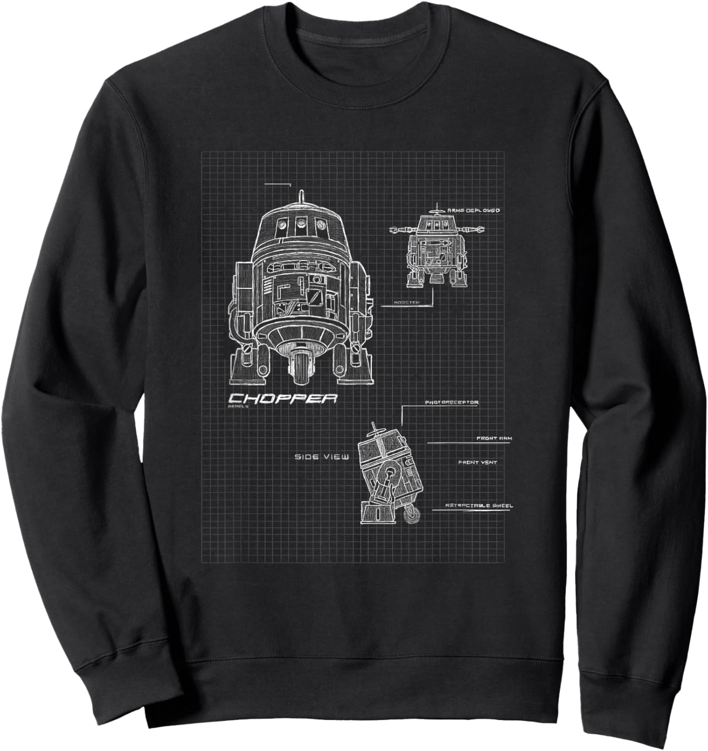 Star Wars Rebels Chopper Specs Blueprints Sweatshirt - Sweatshirt | Black