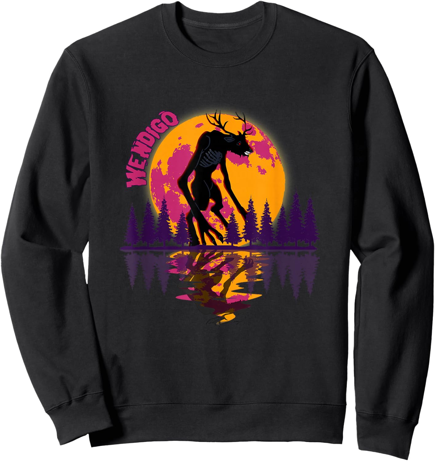 Cryptid Full Moon and Wendigo Sweatshirt - Sweatshirt | Black