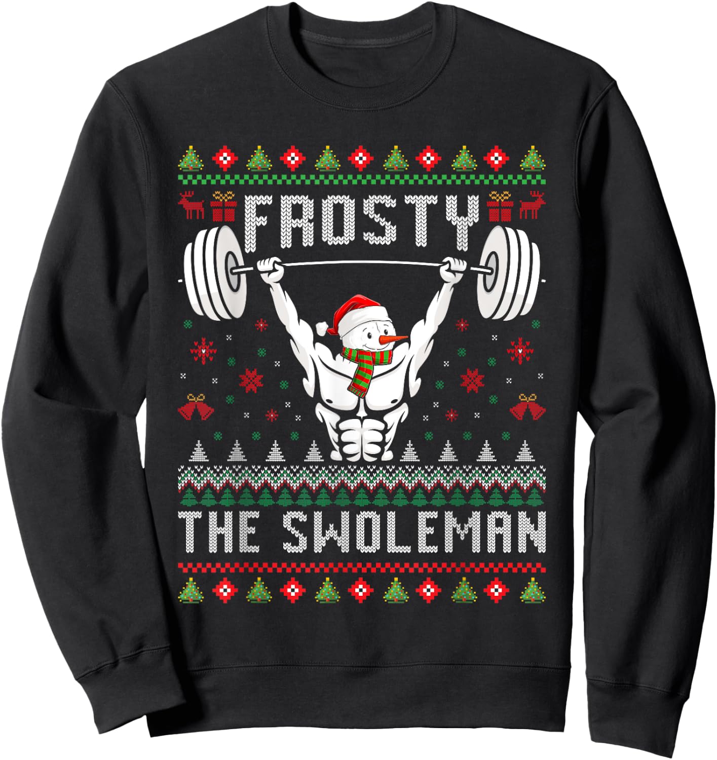 Frosty the Swoleman Fitness Snowman Gym Snowmen Sweatshirt - Sweatshirt | Black