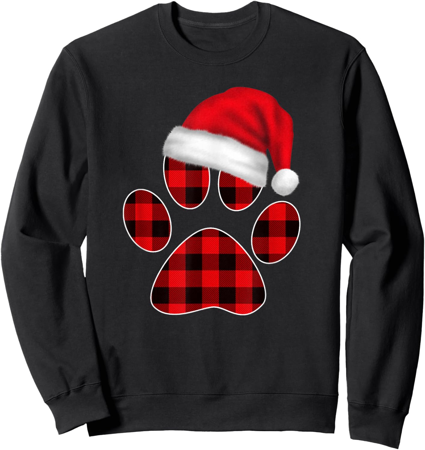Christmas Pajama Women Girls Christmas Gifts Plaid Paw Sweatshirt - Sweatshirt | Black