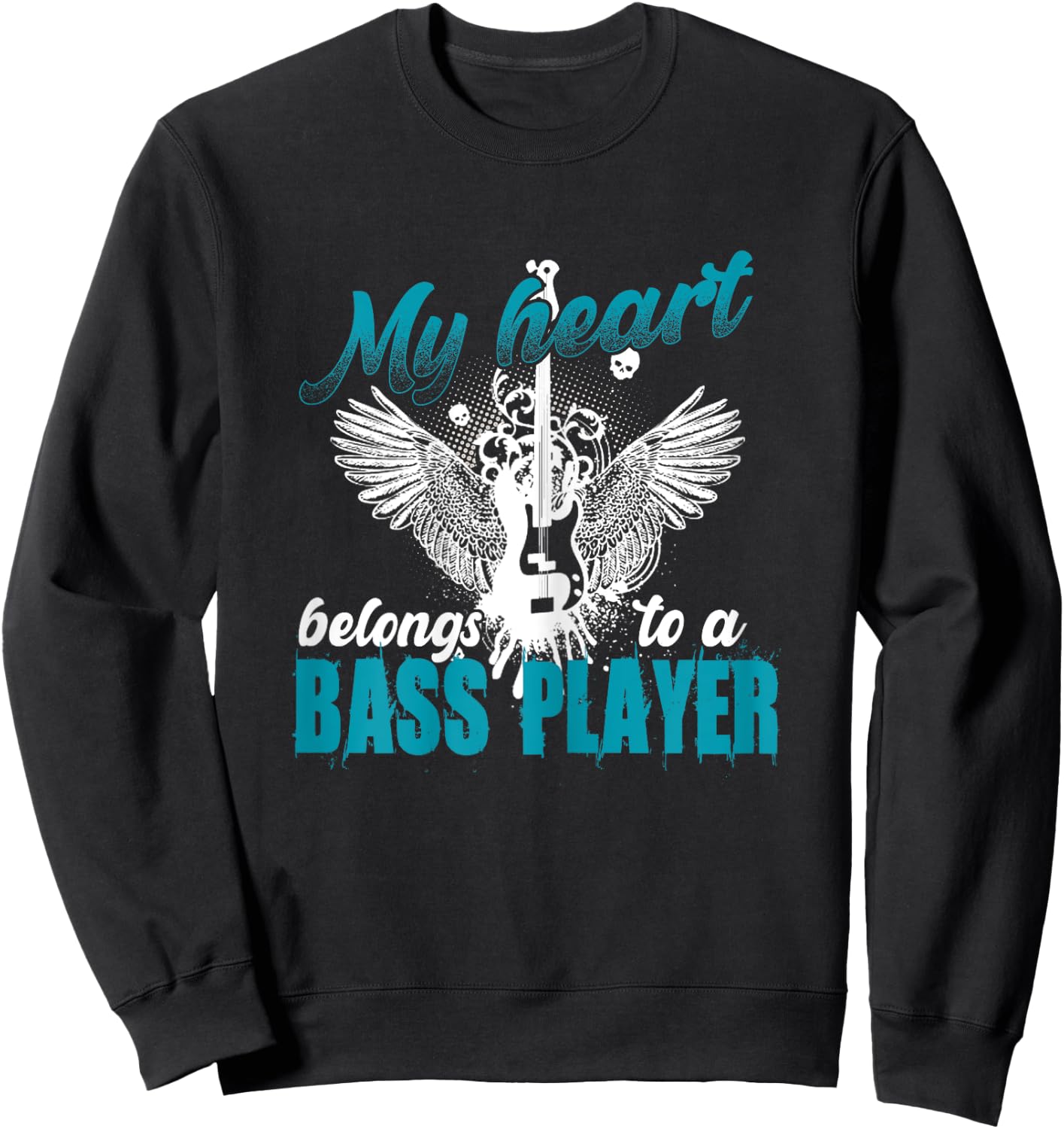 My Heart Belongs To A Bass Player Shirt Wives, Girlfriends Sweatshirt - Sweatshirt | Black