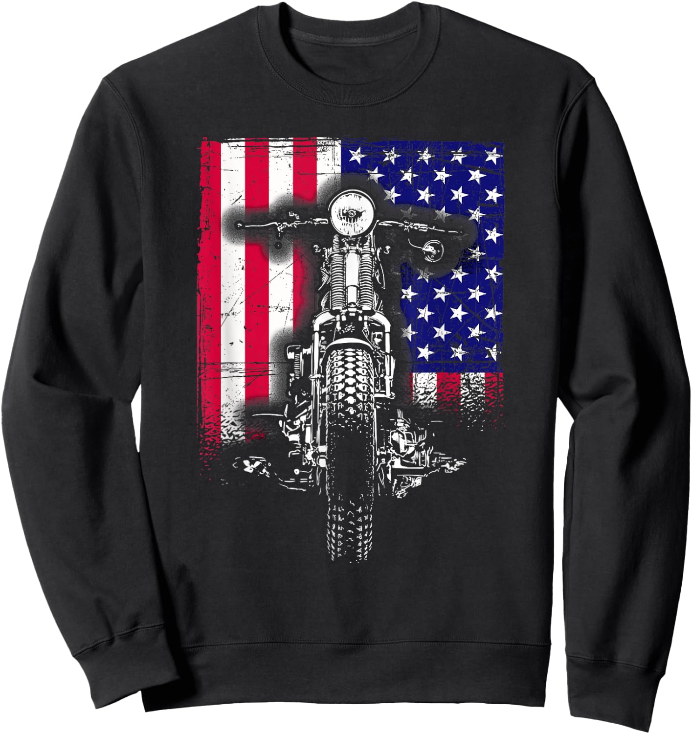 Motorcycle Rider Bike Riding US Flag American Pride Biker Sweatshirt - Sweatshirt | Black