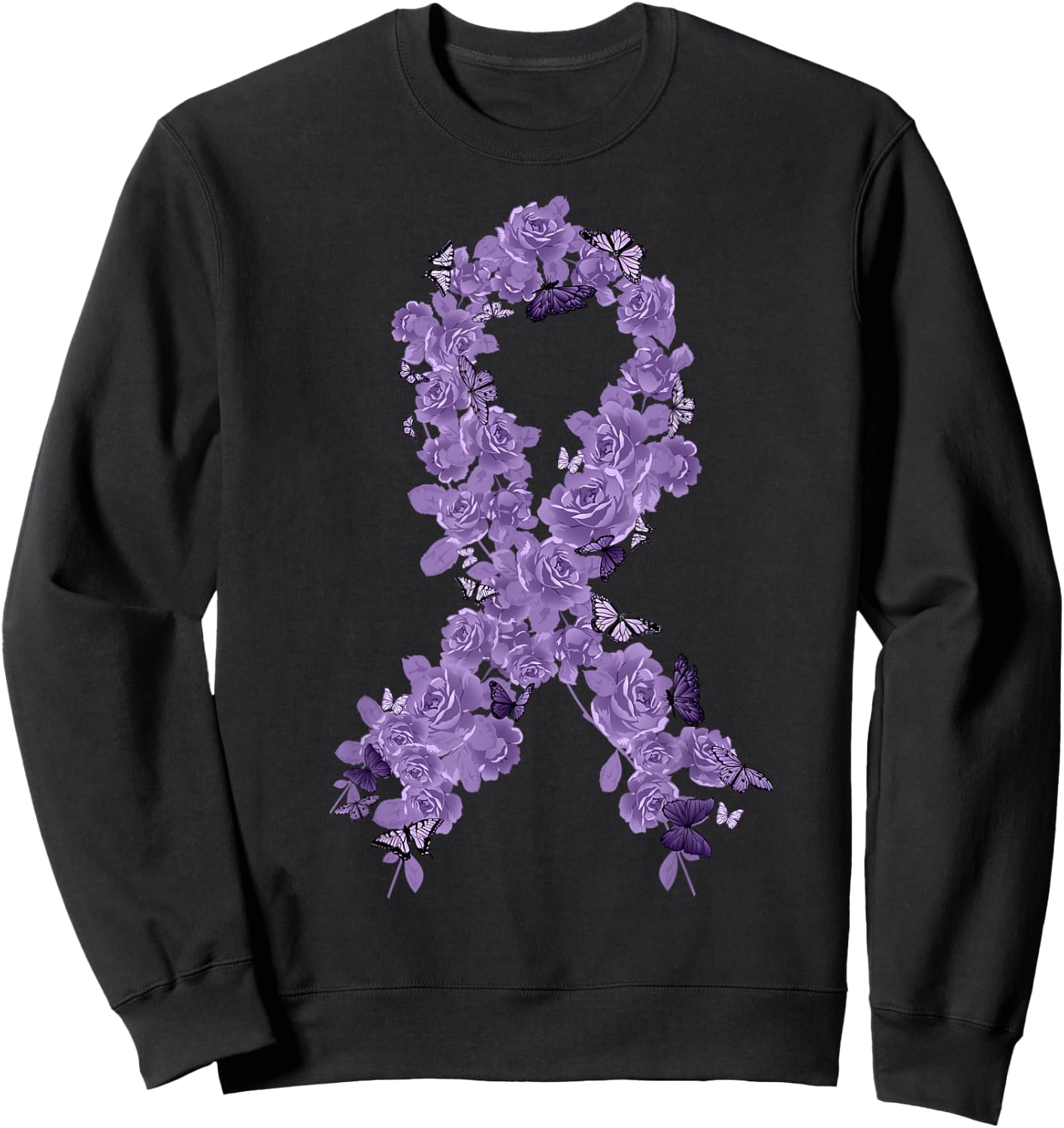 Lavender Ribbon All Cancer Awareness Sweatshirt - Sweatshirt | Black