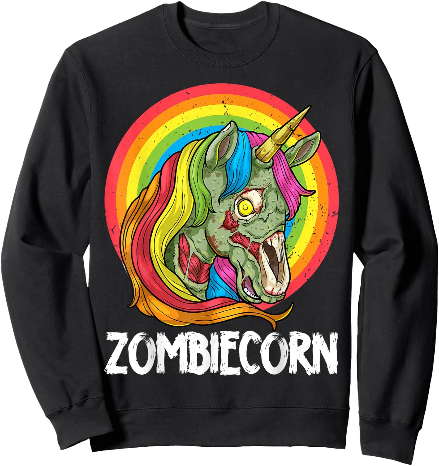 Zombiecorn Zombie Unicorn Halloween Costume Rainbow Undead Sweatshirt - Sweatshirt | Black