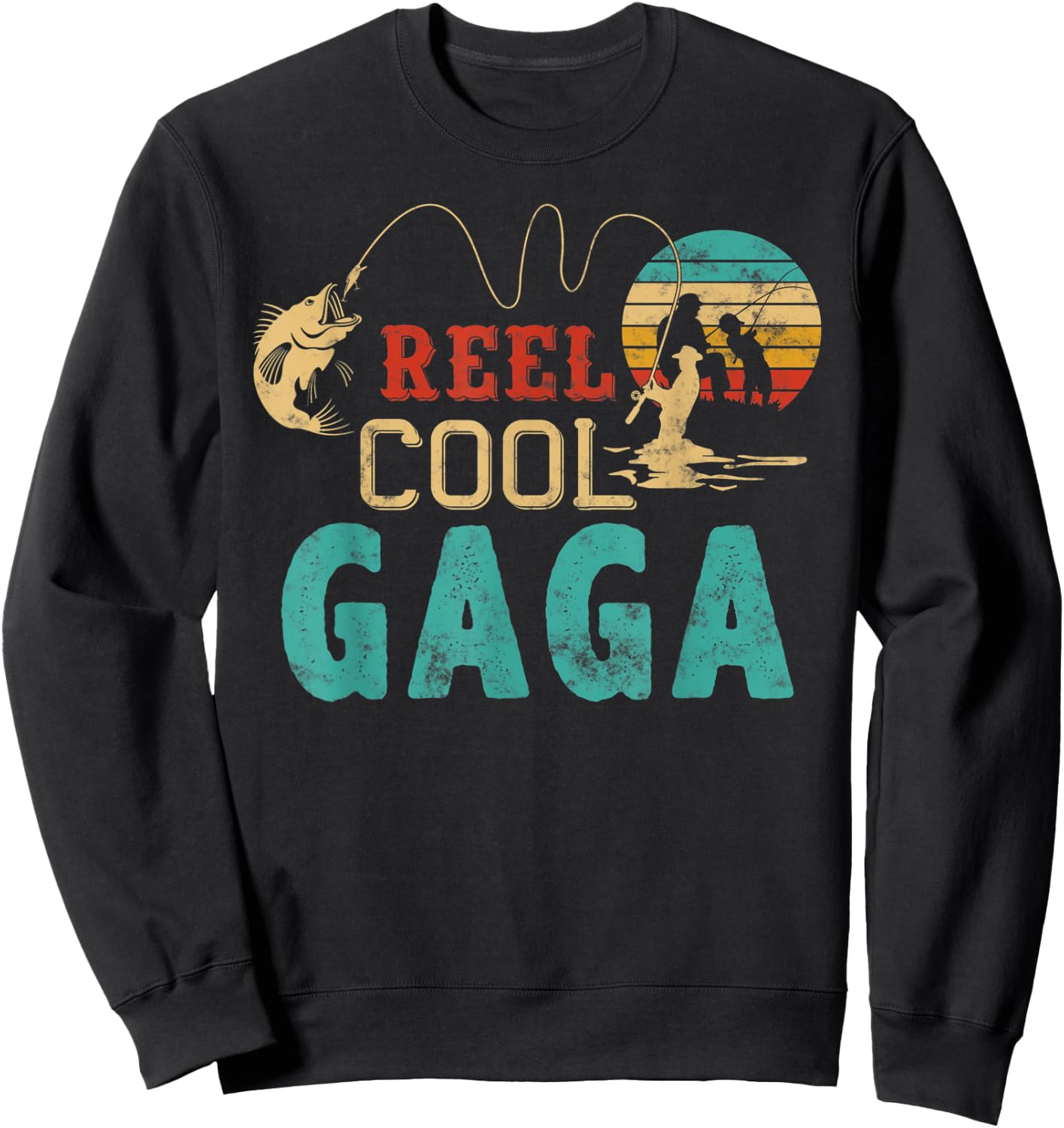Fishing Reel Cool Gaga Father’s Day Gift Fisherman Gaga Sweatshirt - Sweatshirt | Black