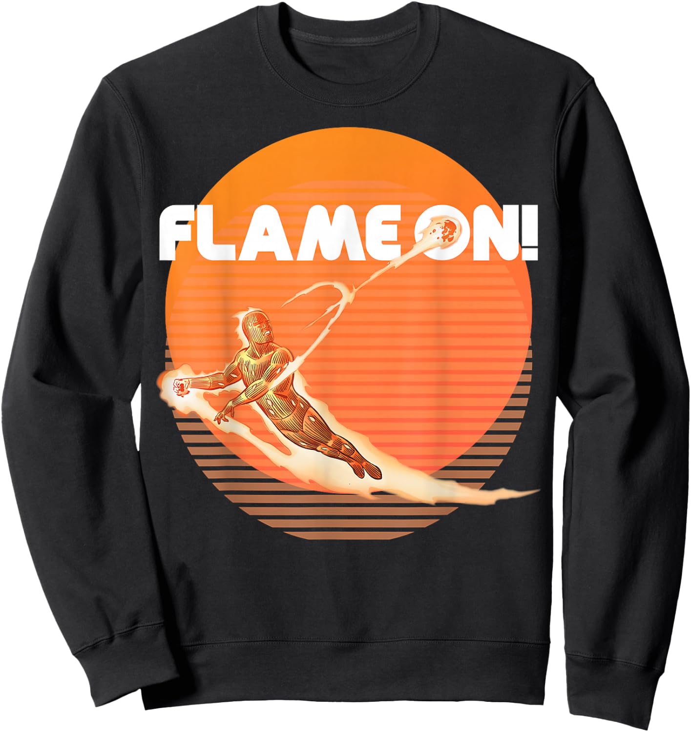 Marvel Fantastic Four Human Torch Flame On Retro Sweatshirt - Sweatshirt | Black